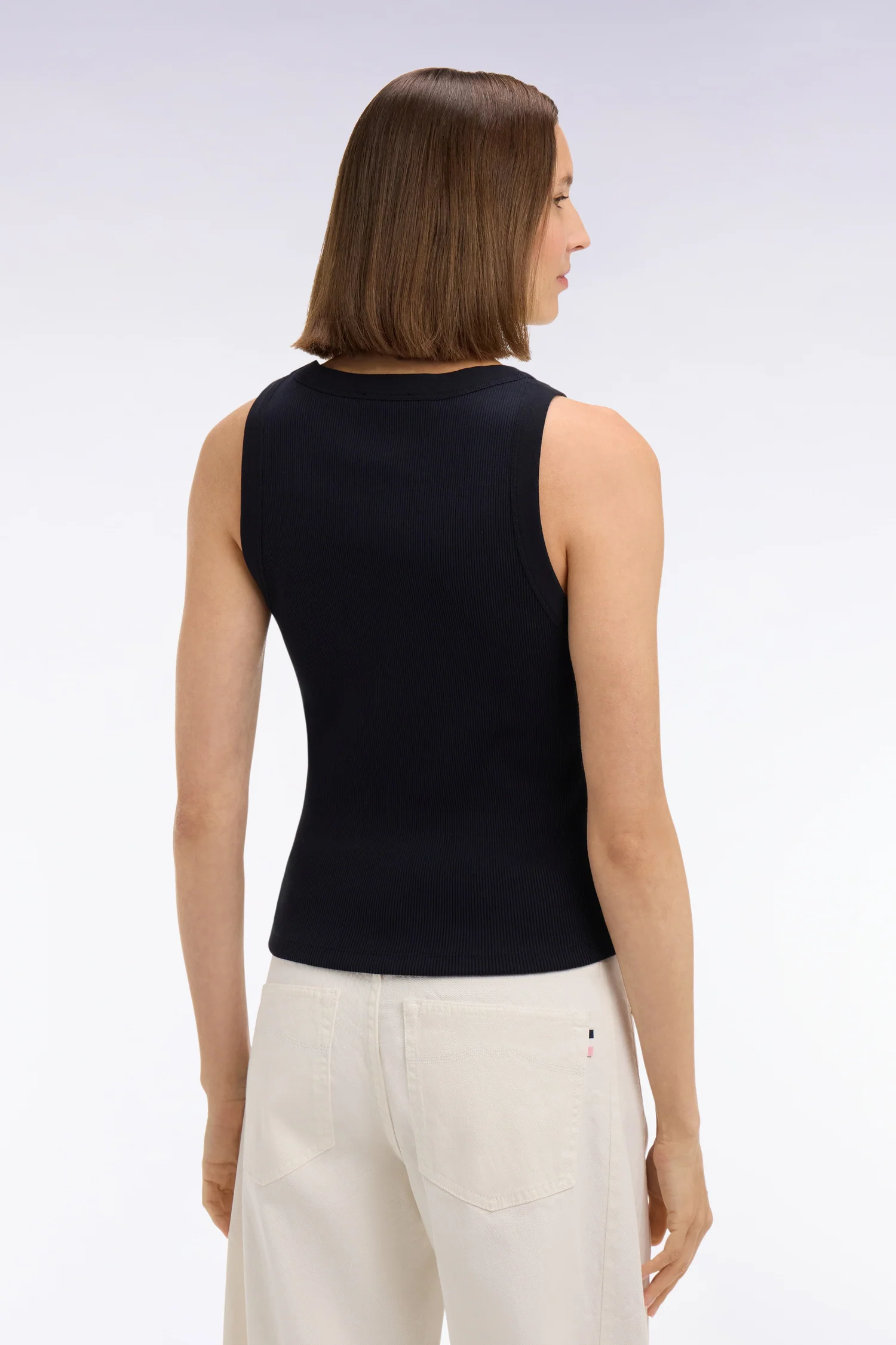 Débardeur côtelé en coton et modal stretch marine - Image 5