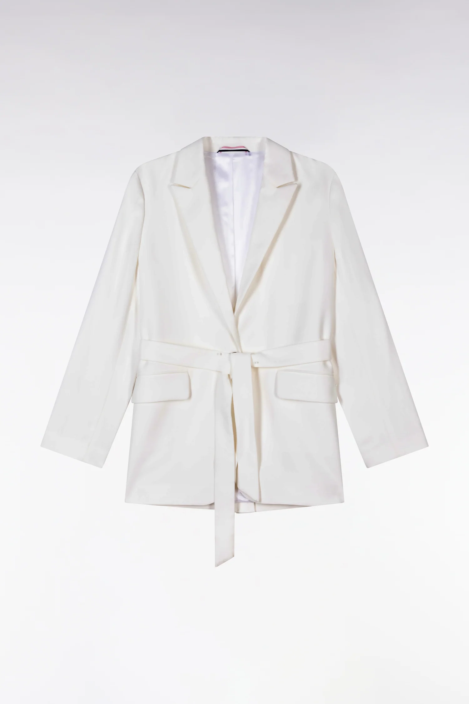 Veste fluide ceinturée écrue - Image 2