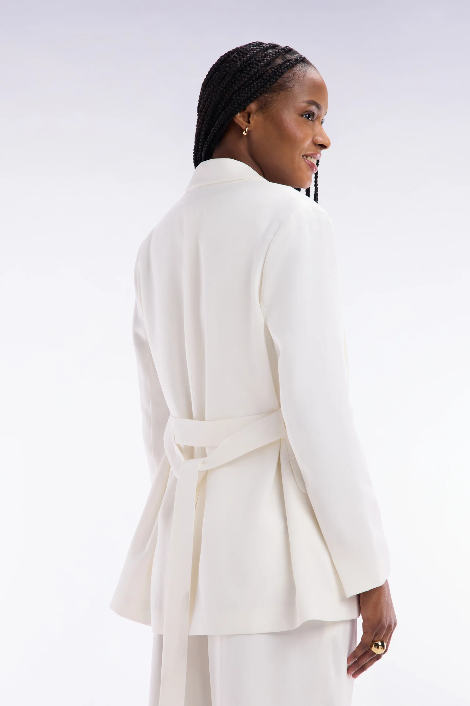 Veste fluide ceinturée écrue - Image 4