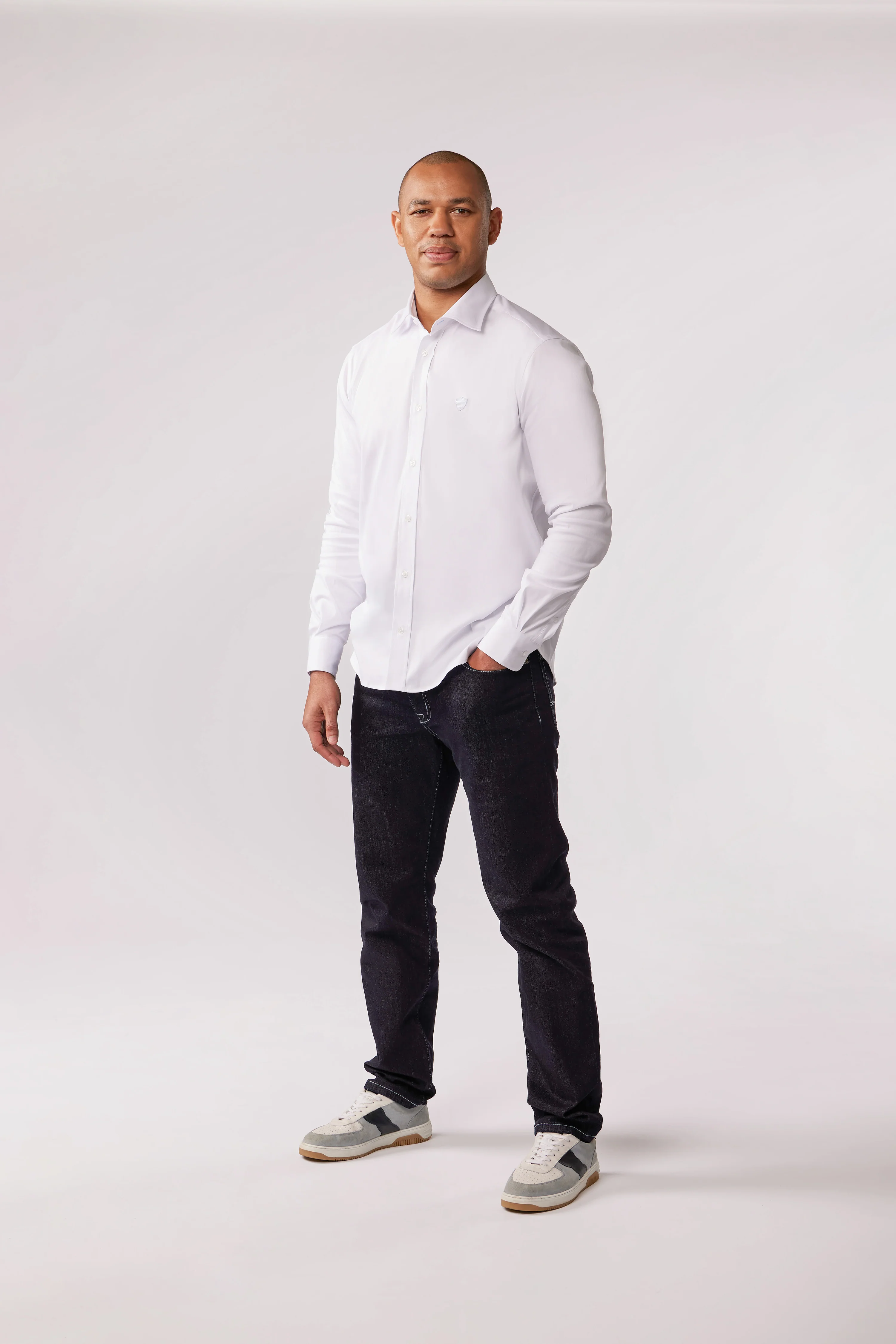 Chemise en coton stretch blanche Eden Park x Racing 92