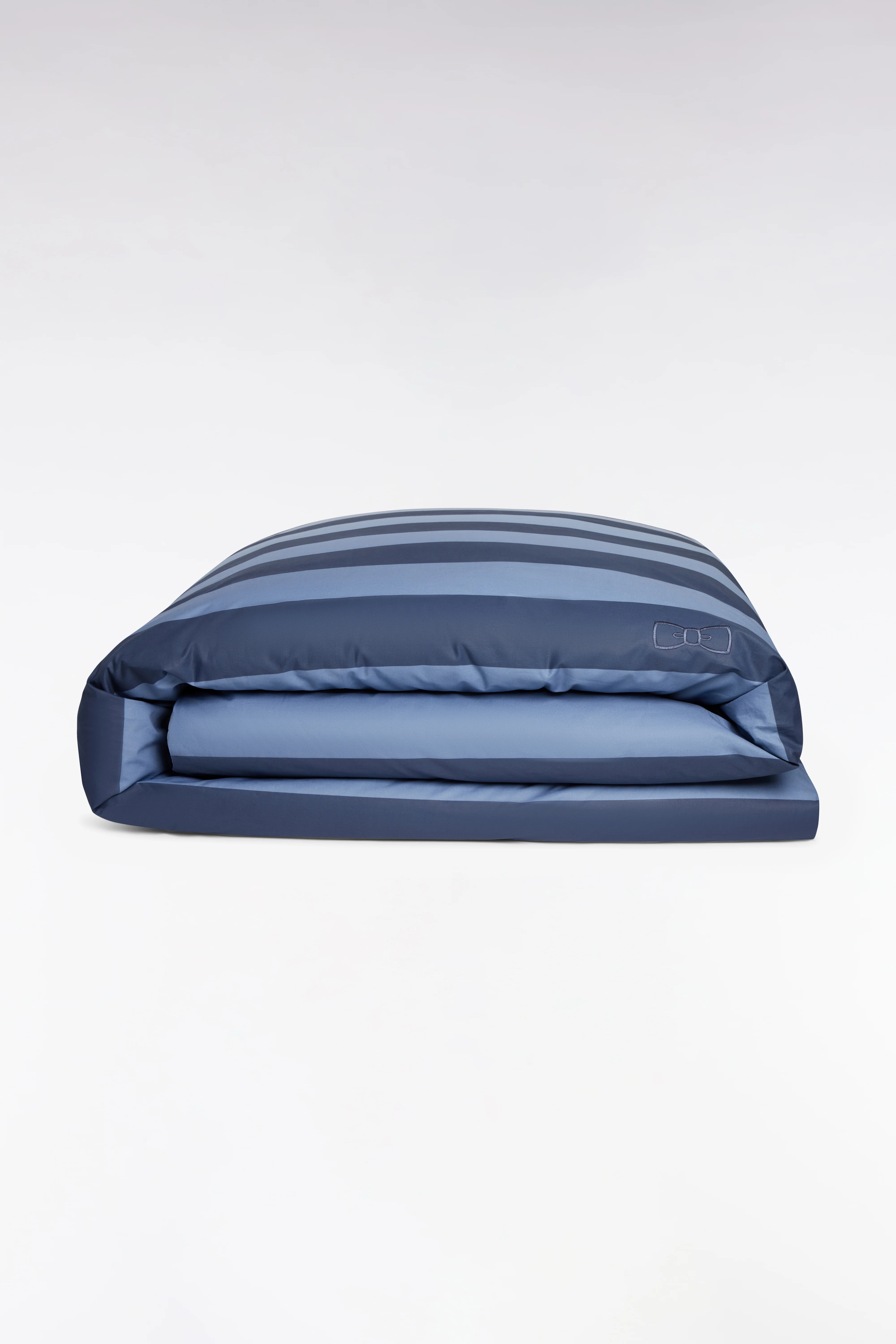 Housse de couette en percale de coton à rayures marine dégradées - Image 2