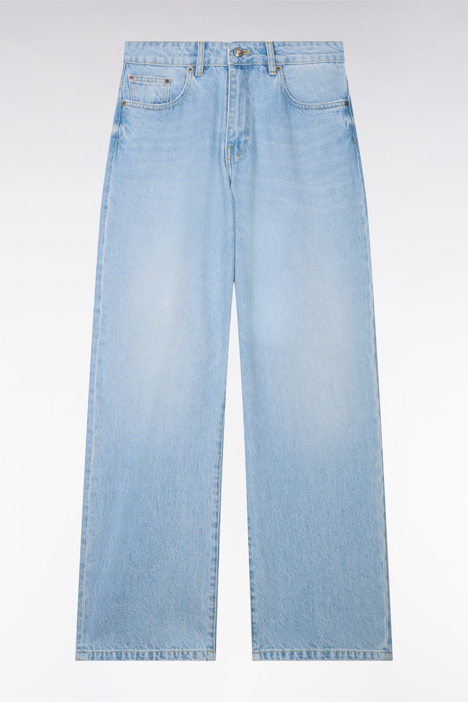 Jean en denim bleached coupe droite et large - Image 2