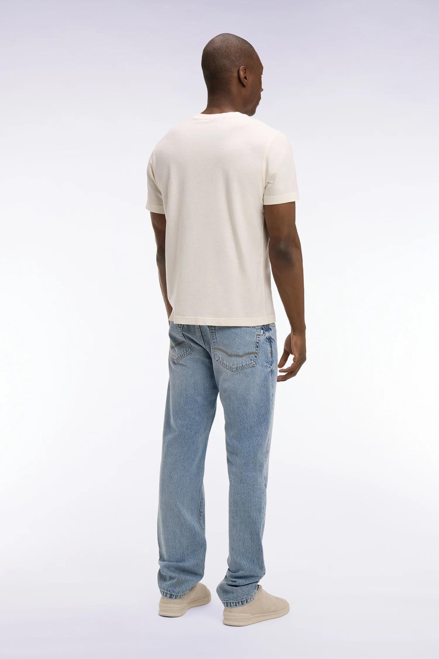 Jean en denim stretch bleu foncé stone bleach coupe regular - Image 5