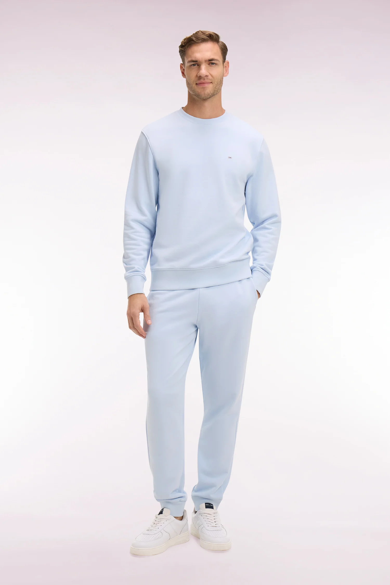 Jogging uni en molleton coton ciel coupe regular - Image 3