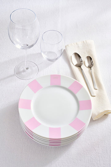 Lot de 6 assiettes à dessert creuses roses en porcelaine de Limoges - Image 3