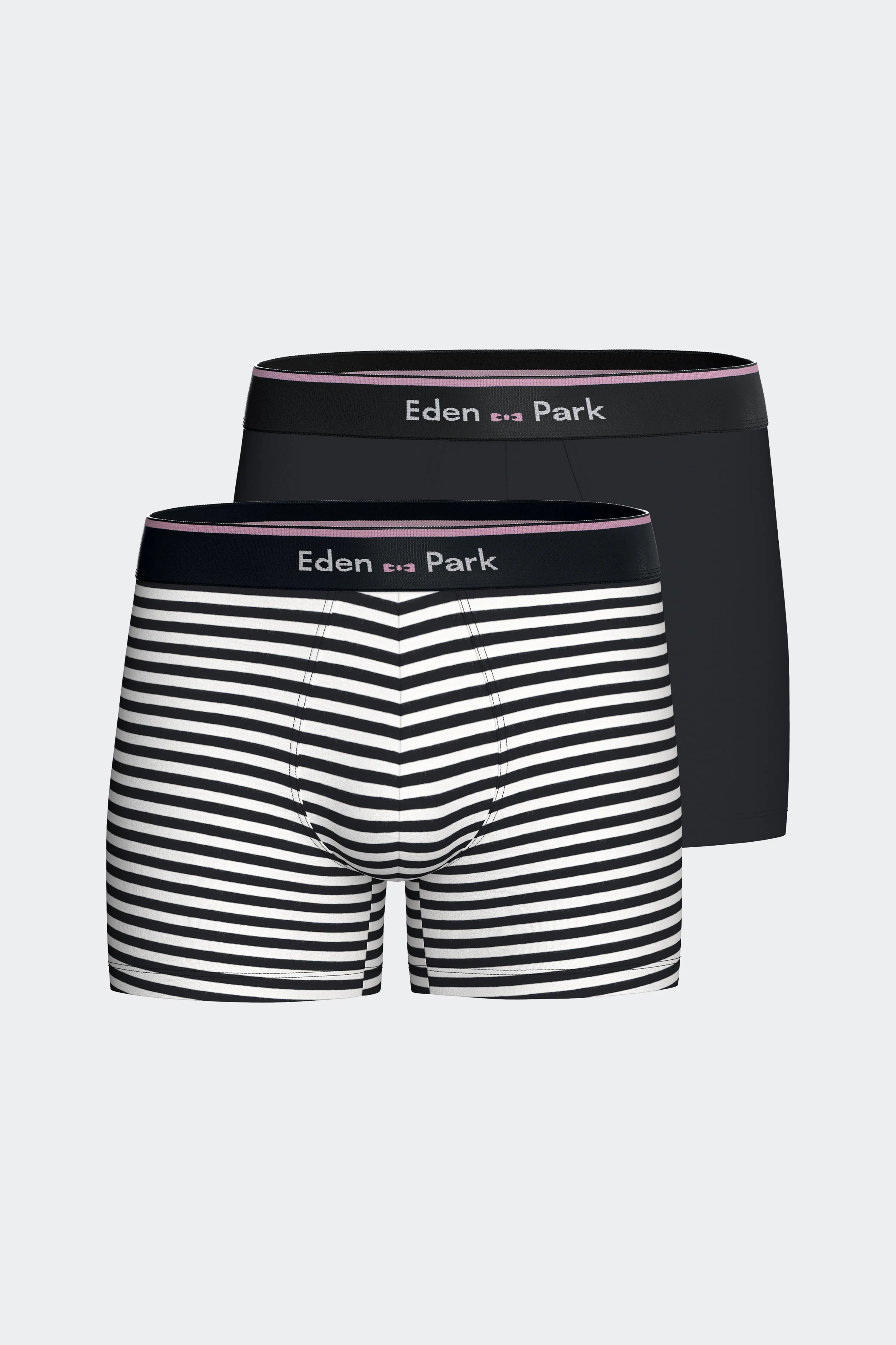 Lot de deux boxers en coton stretch marine et blanc
