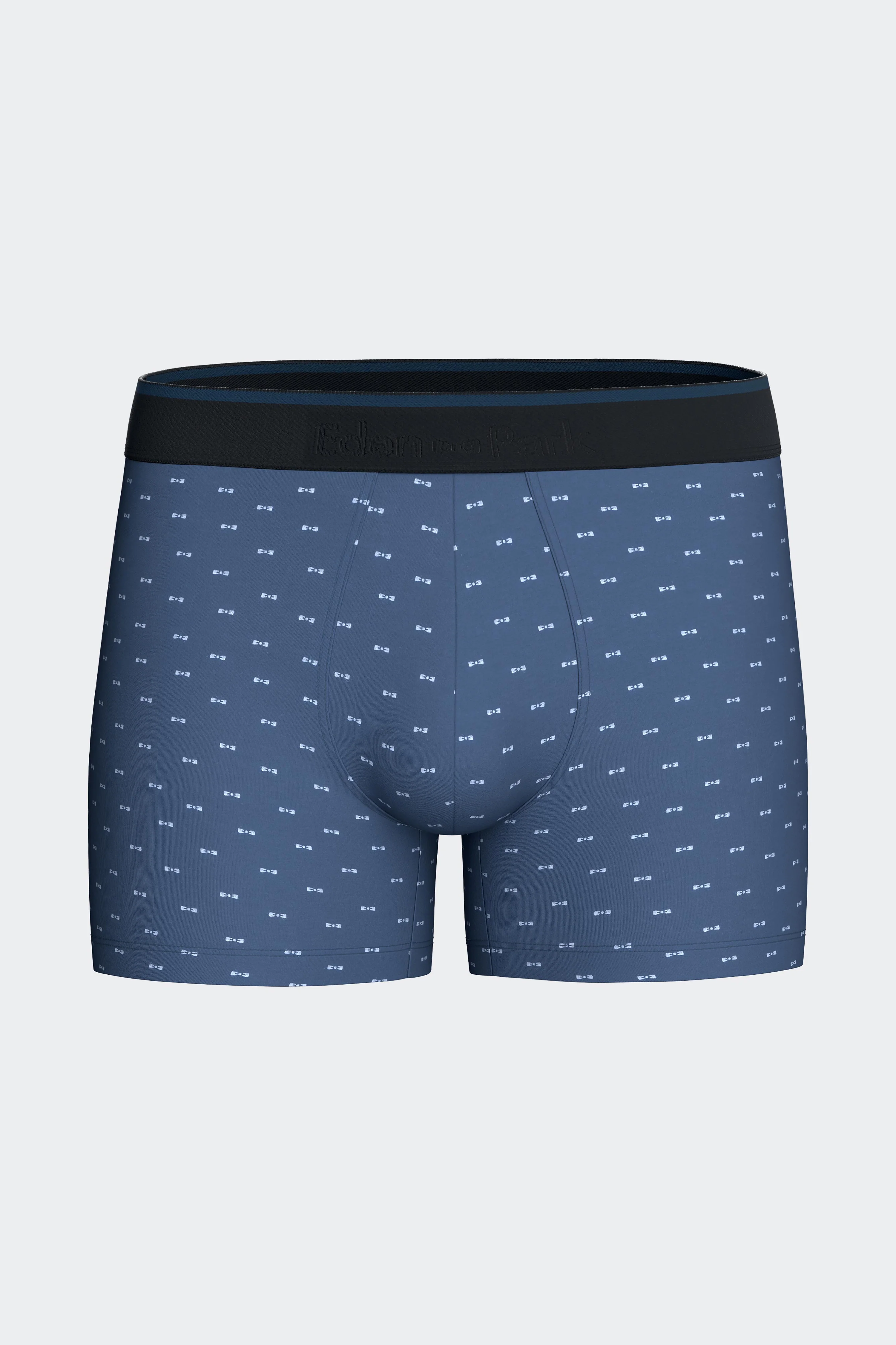 Lot de deux boxers en jersey de coton stretch bleu uni et micromotifs - Image 3