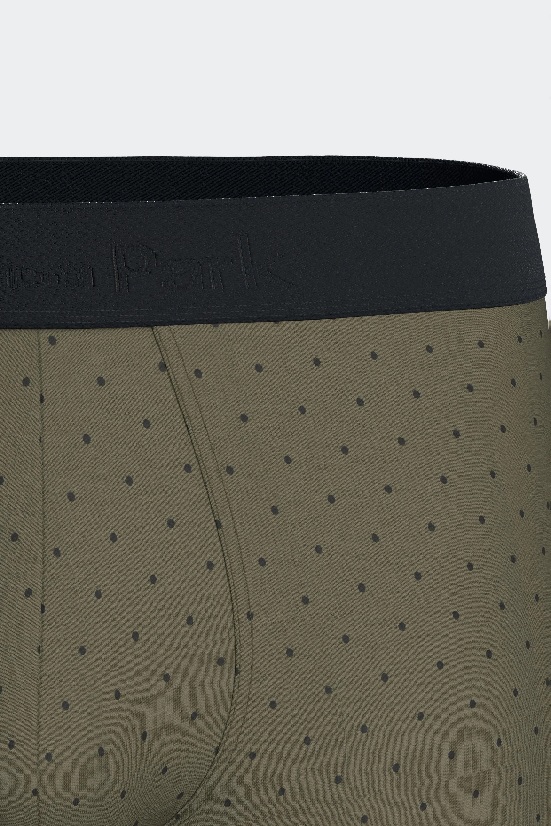 Lot de deux boxers en jersey de coton stretch marine et kaki imprimé pois - Image 4