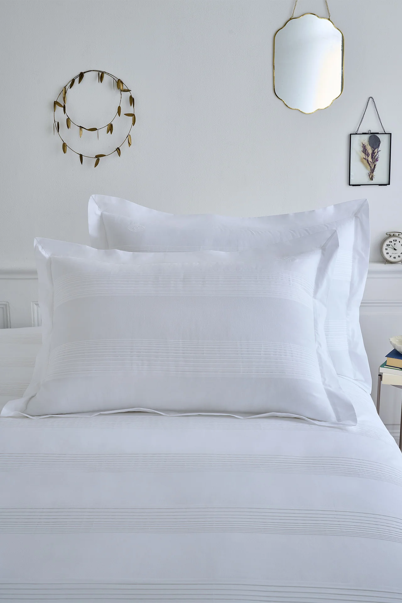 Lot de taies d'oreillers rectangulaires en percale de coton blanche