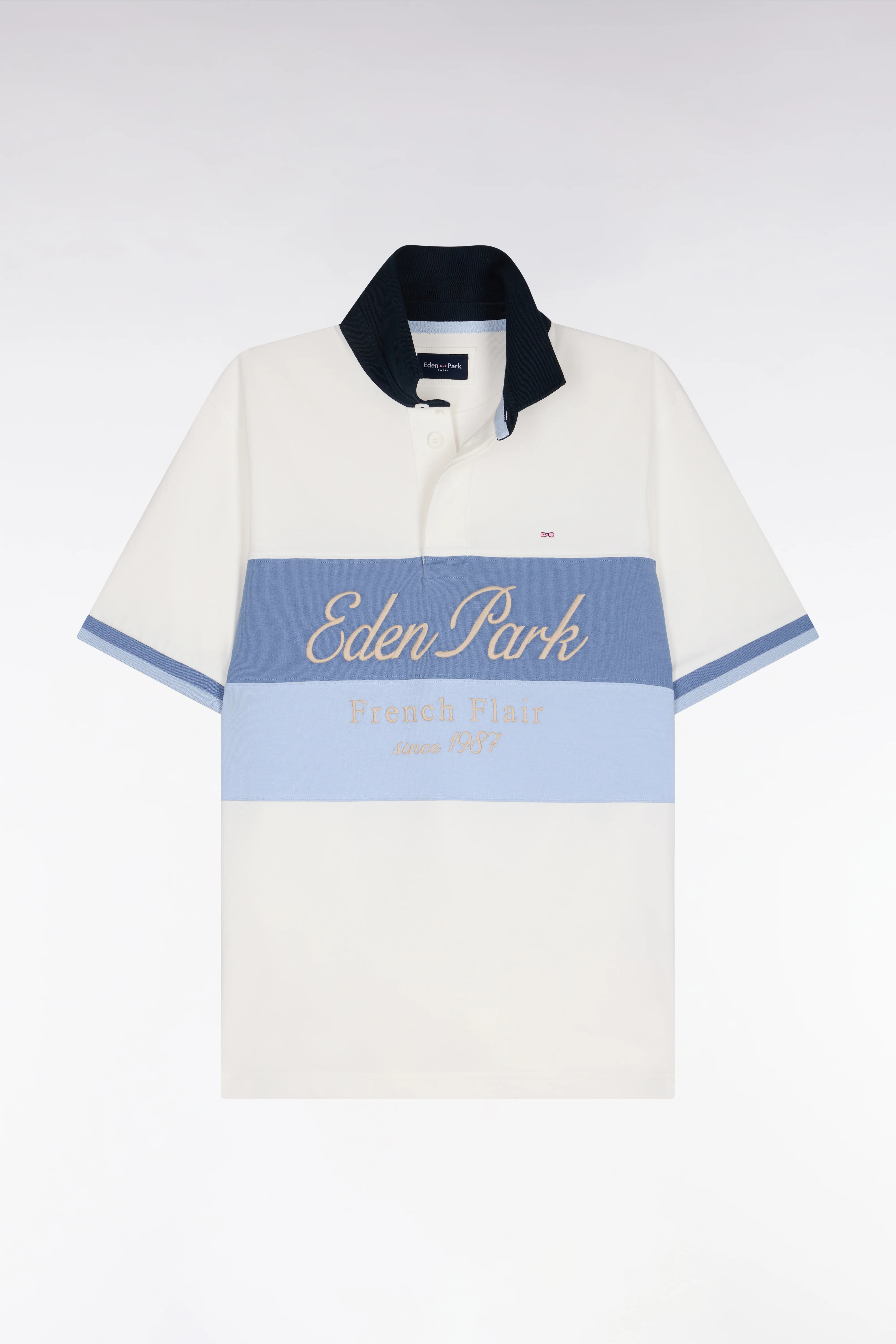 Maillot à manches courtes écru à découpes pastel et broderie coupe regular - Image 2