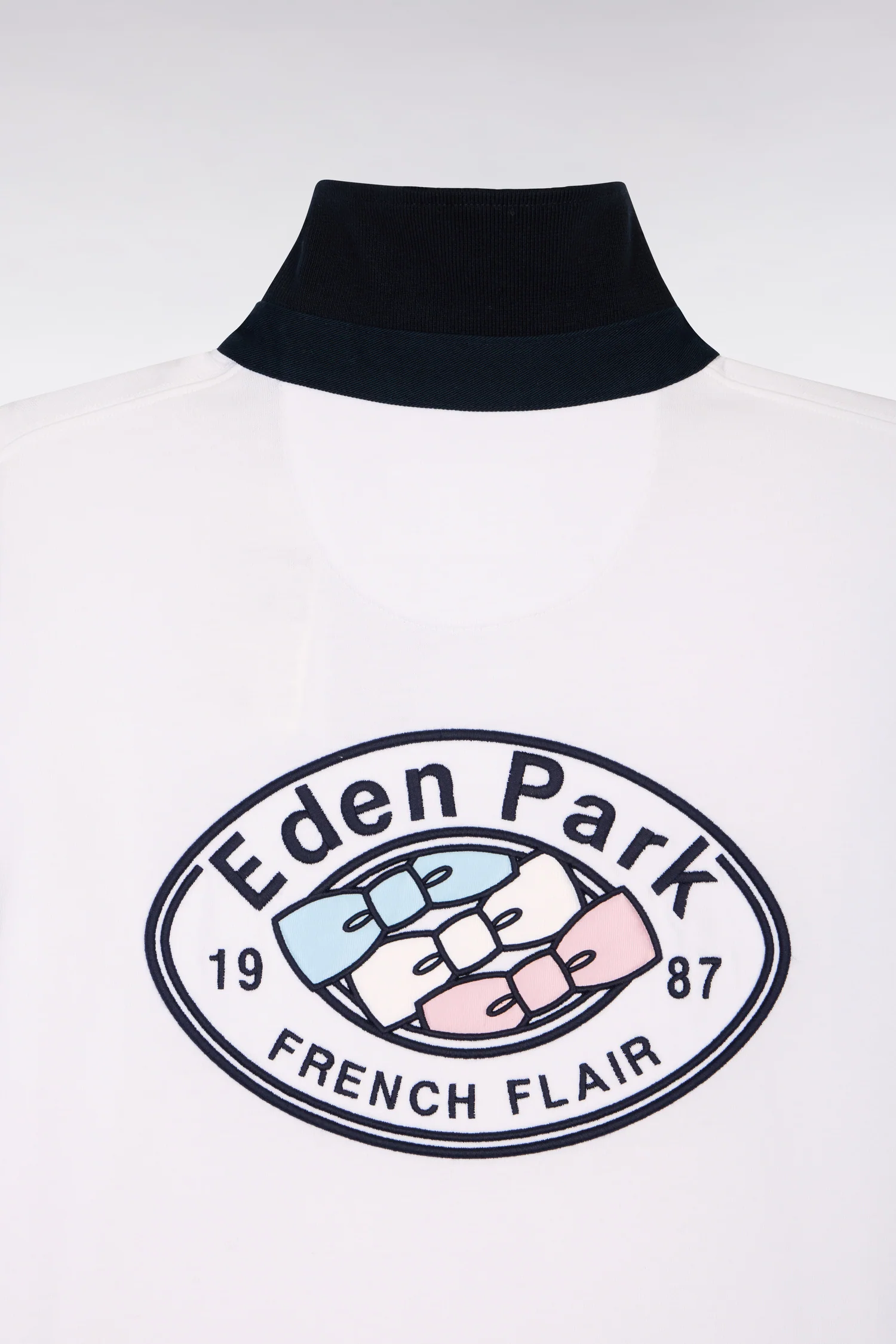 Maillot à manches courtes en coton blanc broderie marine coupe regular - Image 6
