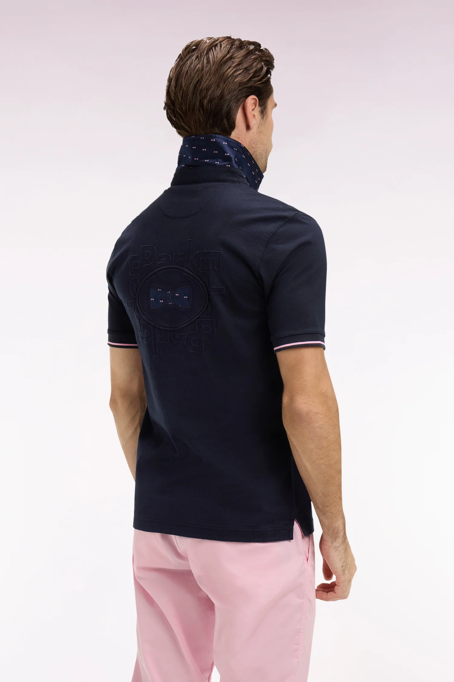 Maillot à manches courtes en coton marine broderie dos coupe regular - Image 5