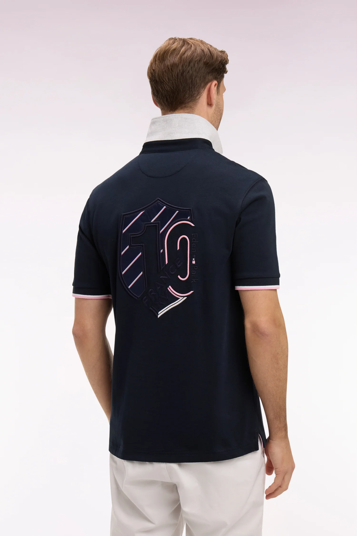 Maillot à manches courtes XV de France en coton marine brodé coupe Regular - Image 5