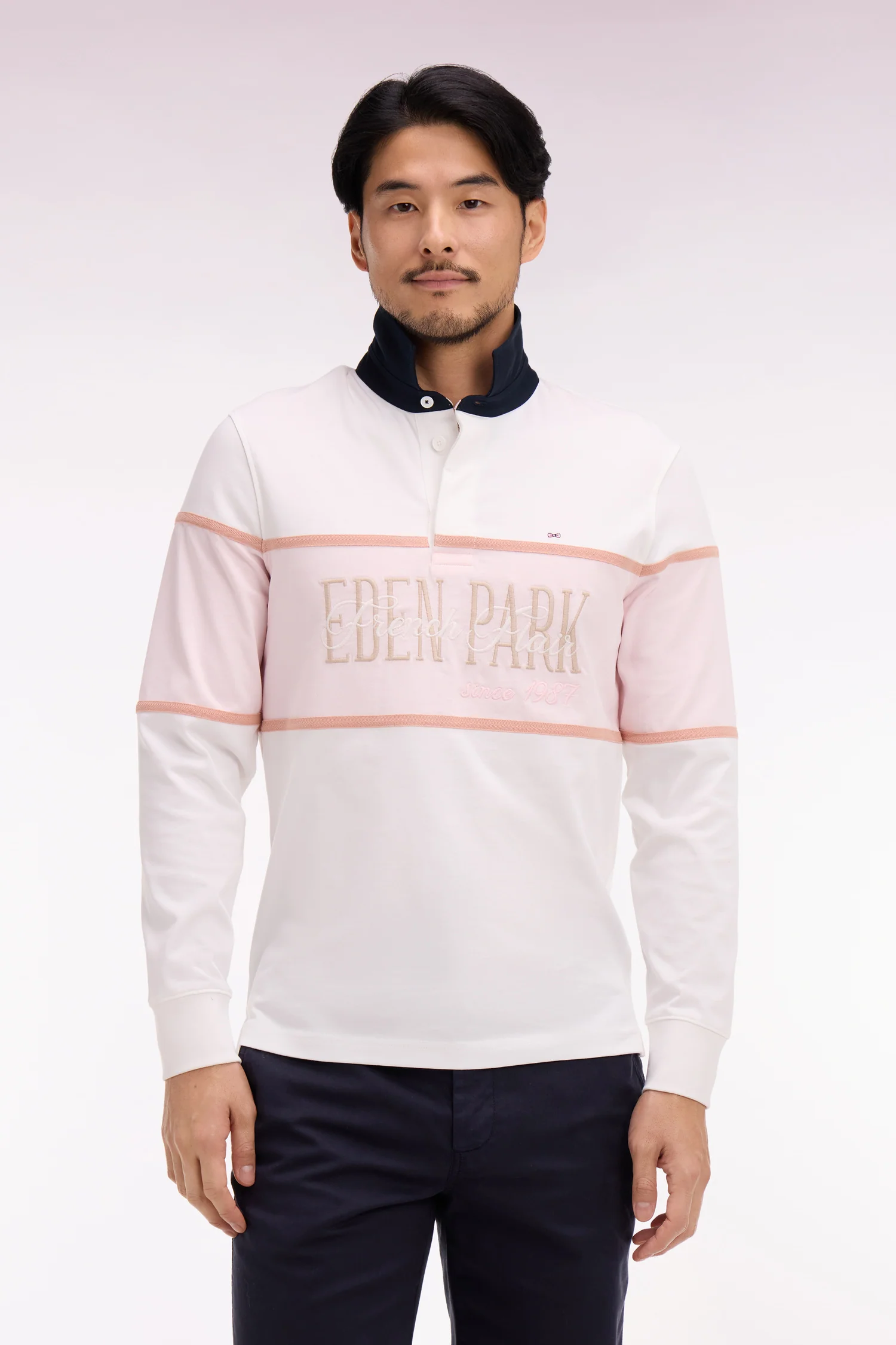 Maillot à manches longues écru et rose brodé - Image 3