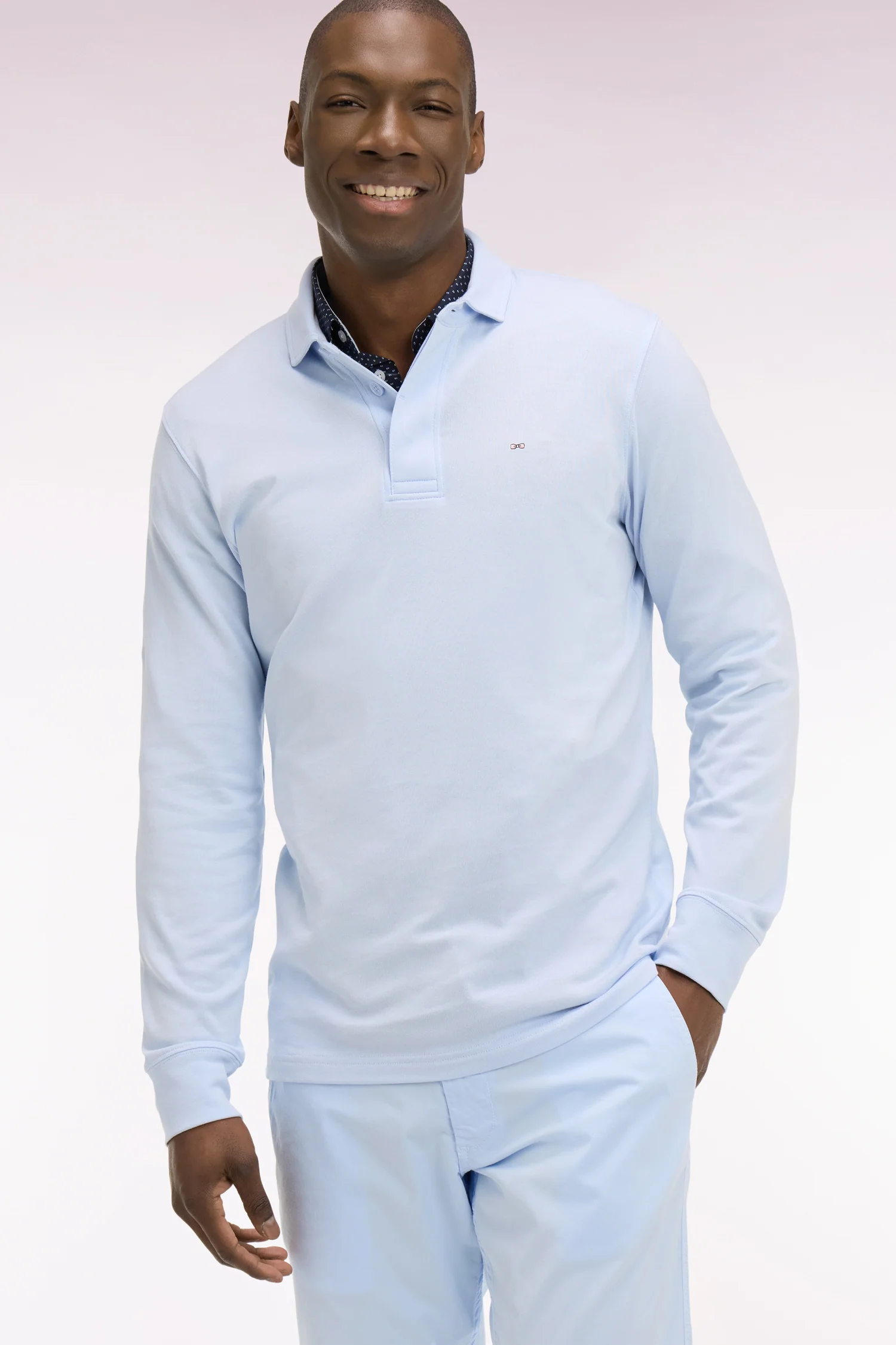 Maillot à manches longues en coton Pima bleu ciel