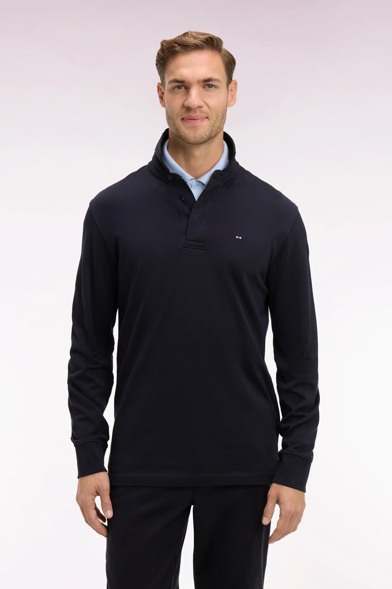 Maillot à manches longues en coton Pima marine - Image 3