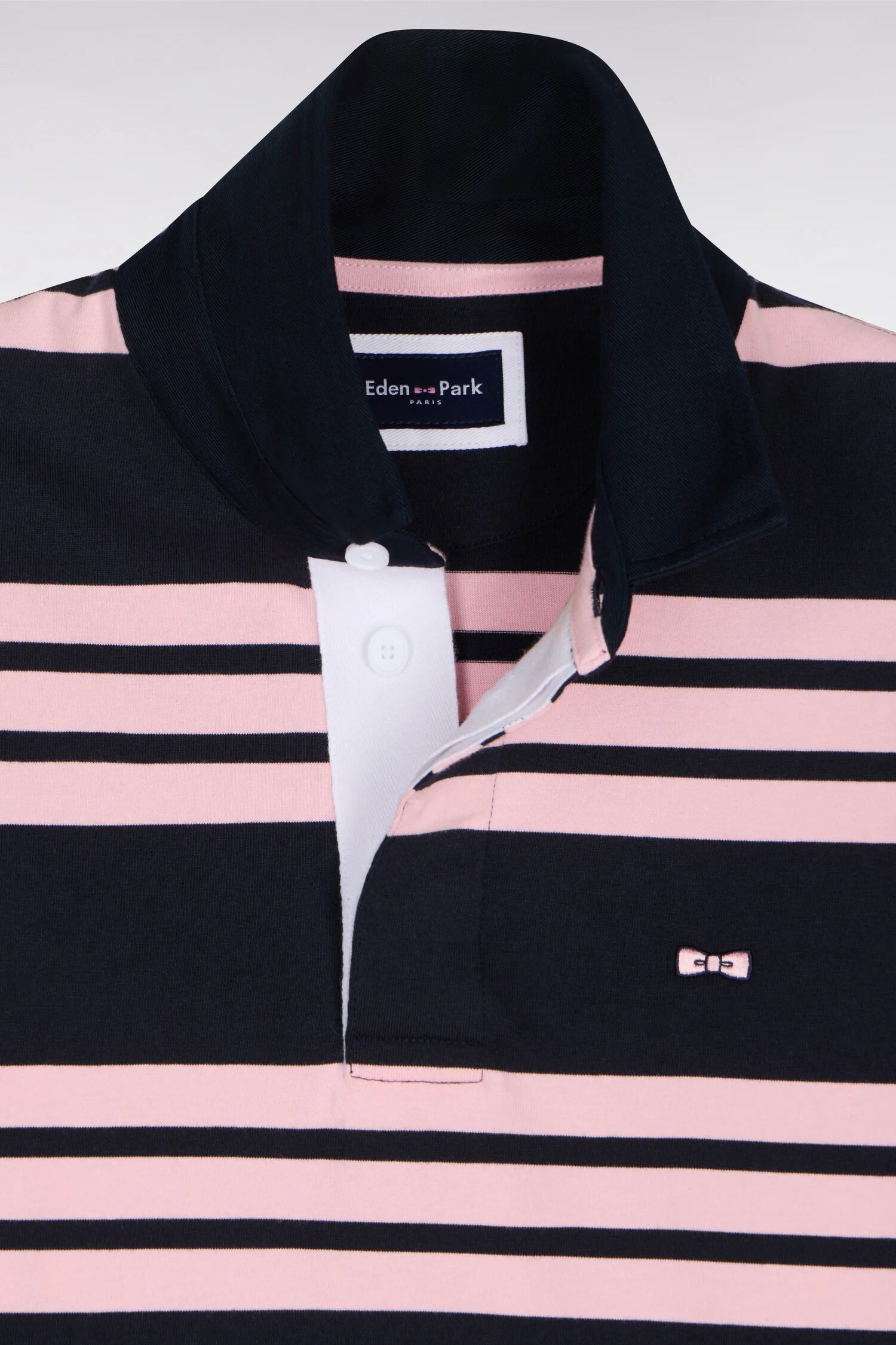 Maillot à manches longues en coton rayé marine et rose - Image 6