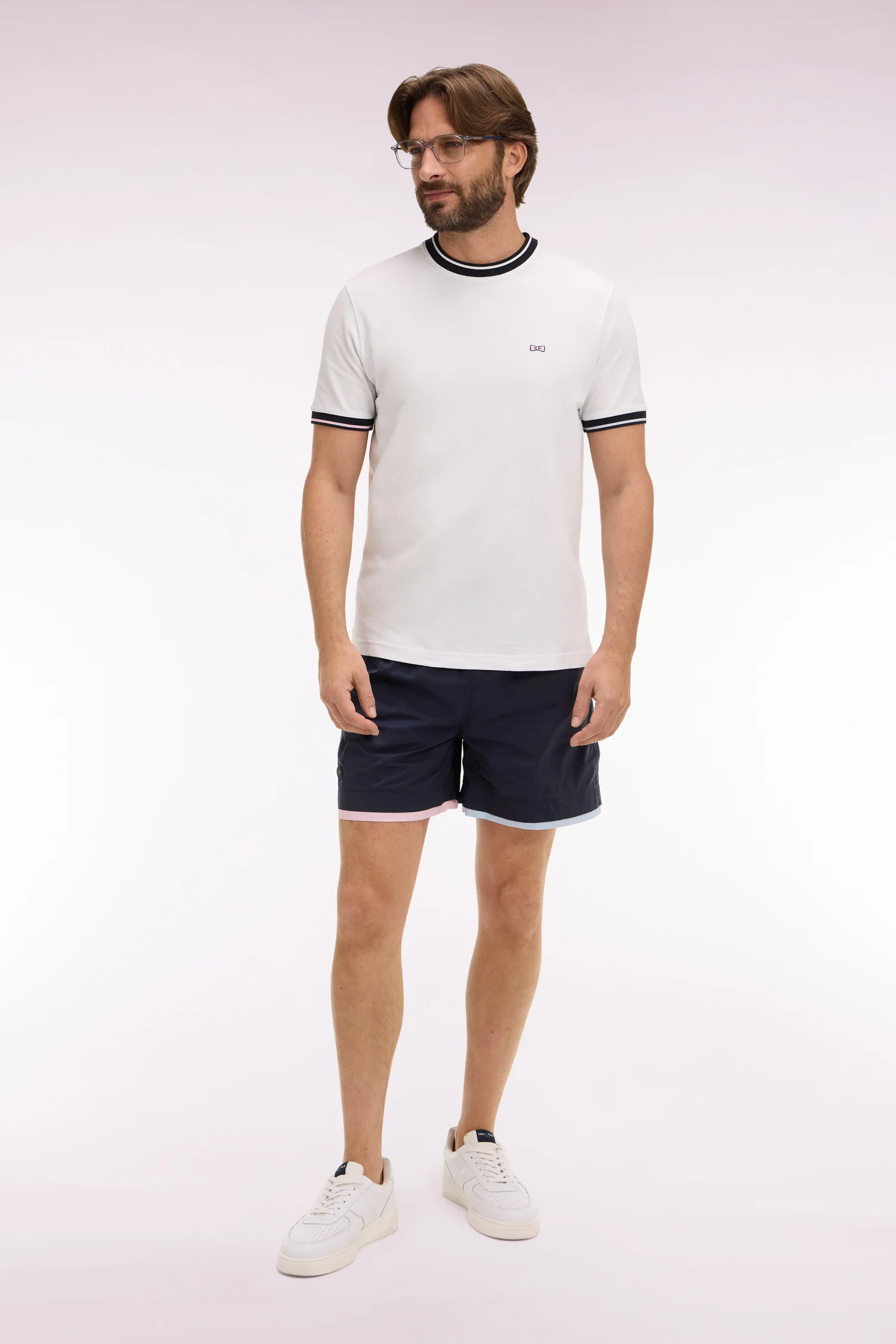 Maillot de bain marine passepoils contrastés - Image 3