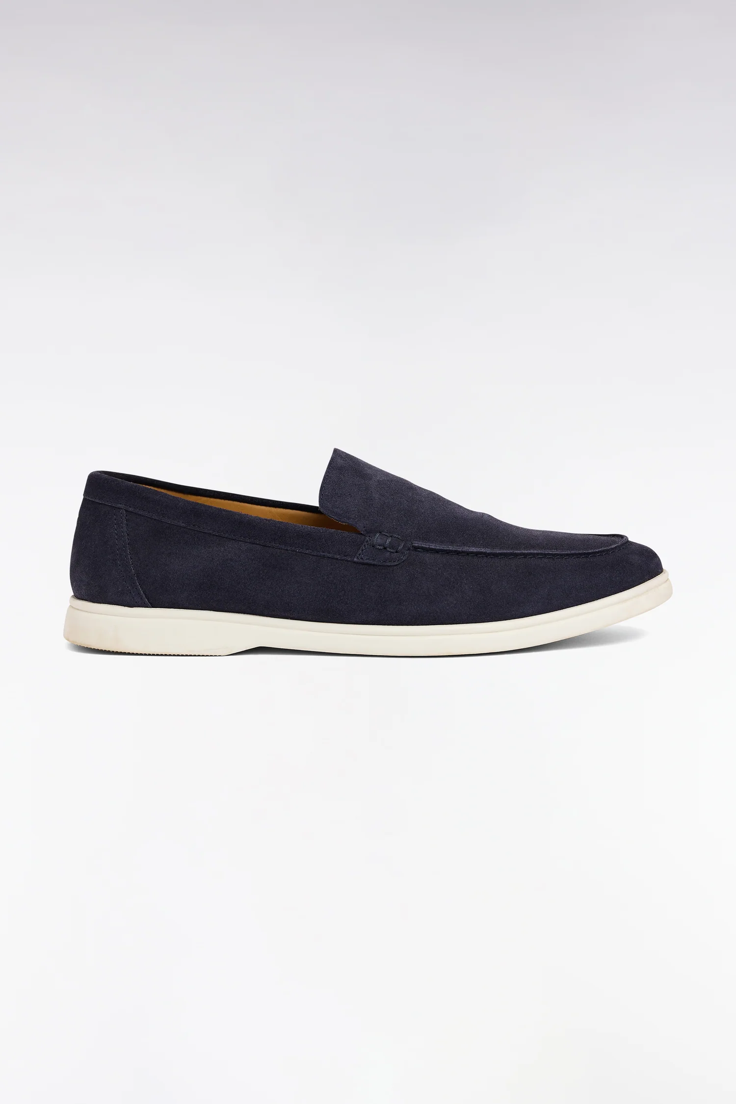 Mocassins en croûte de cuir suédé marine