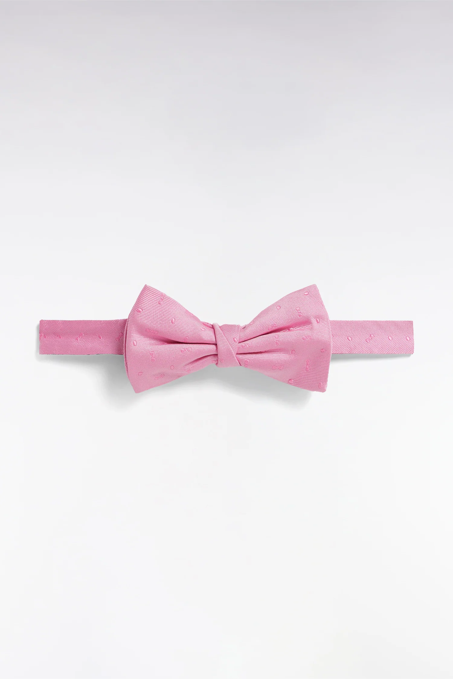 Noeud papillon en soie rose à micromotifs