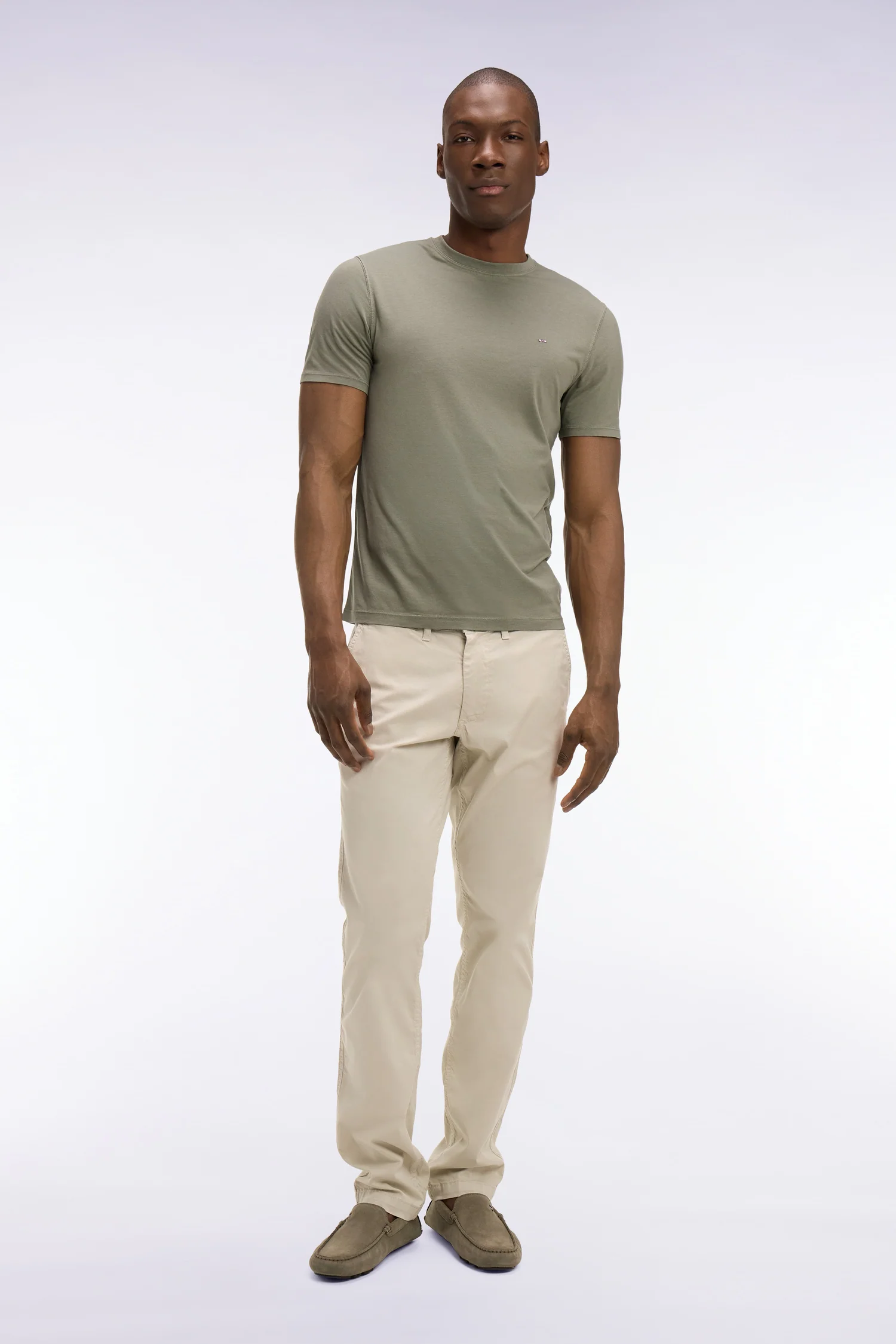 Pantalon chino regular en coton stretch beige - Image 3