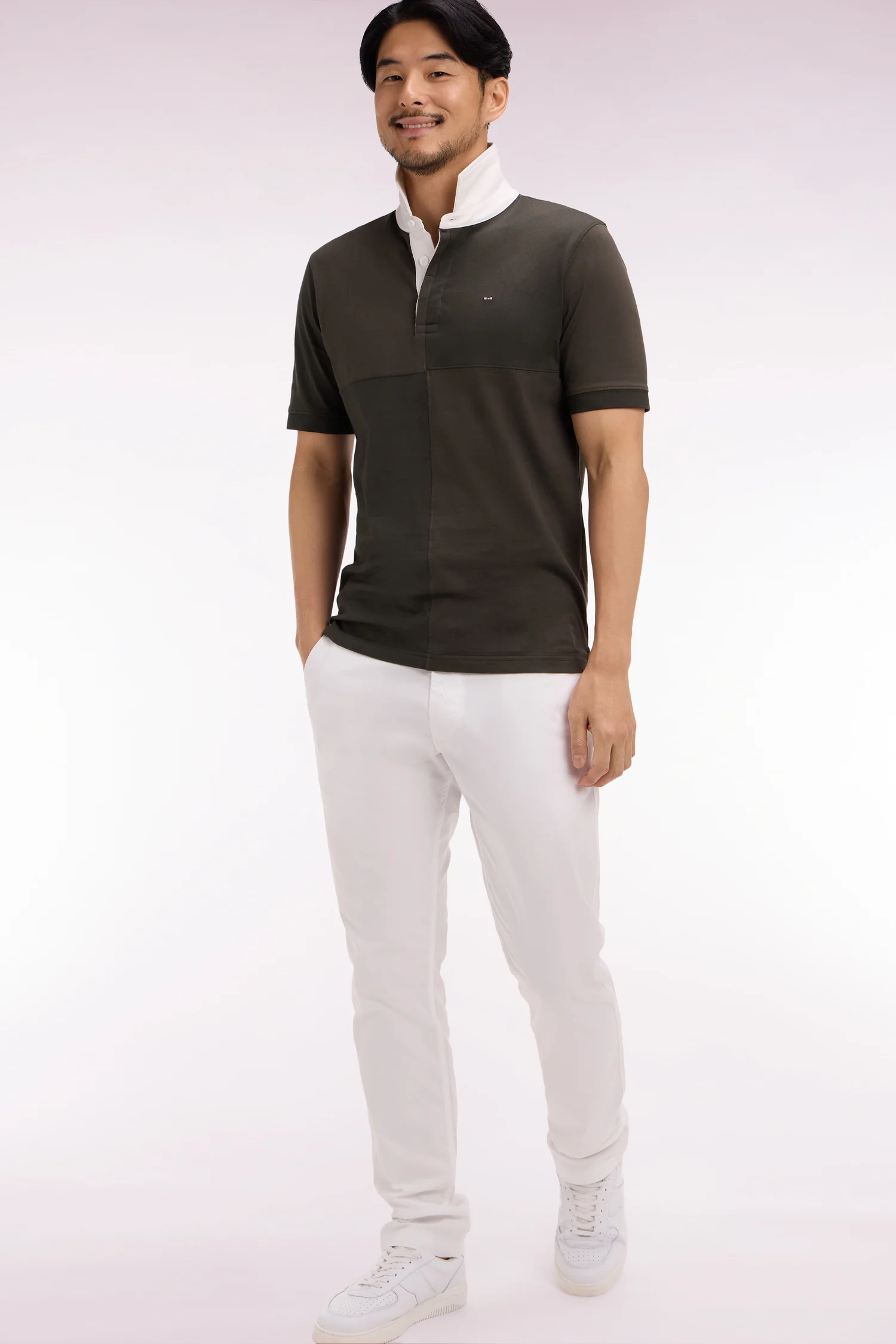Pantalon chino regular en coton stretch blanc