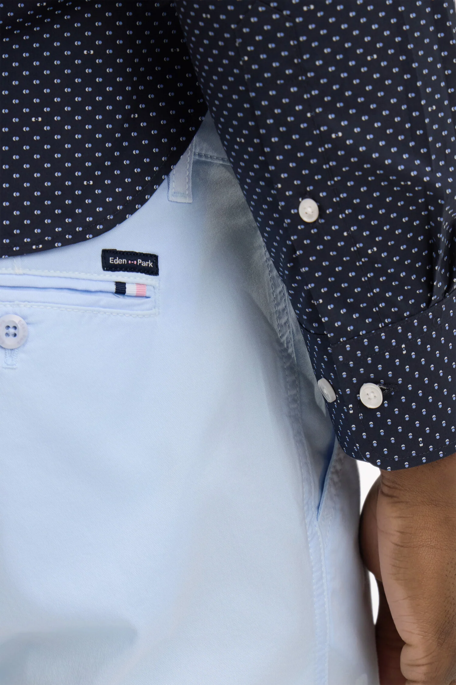 Pantalon chino regular en coton stretch ciel - Image 4