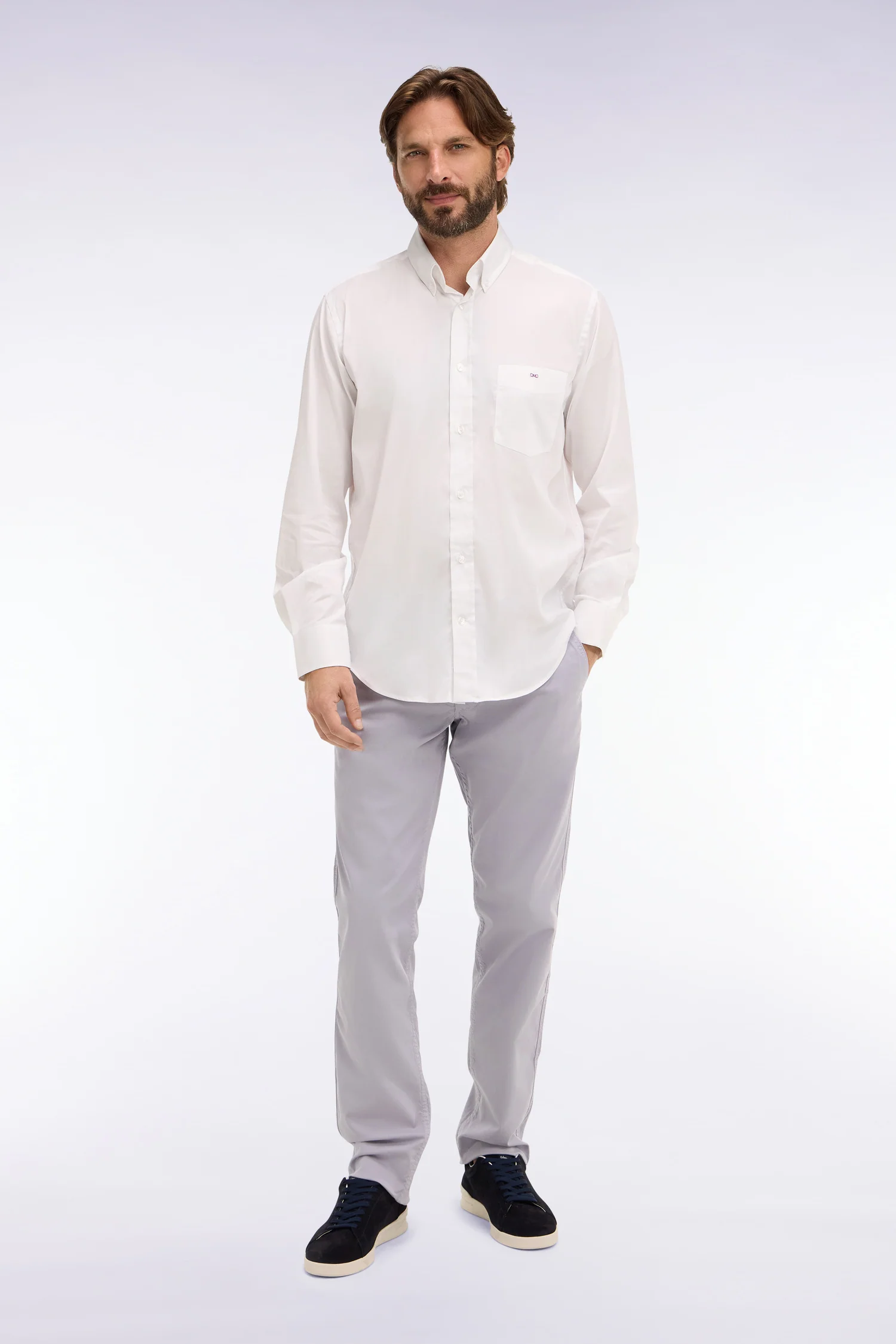 Pantalon chino regular en coton stretch gris - Image 3