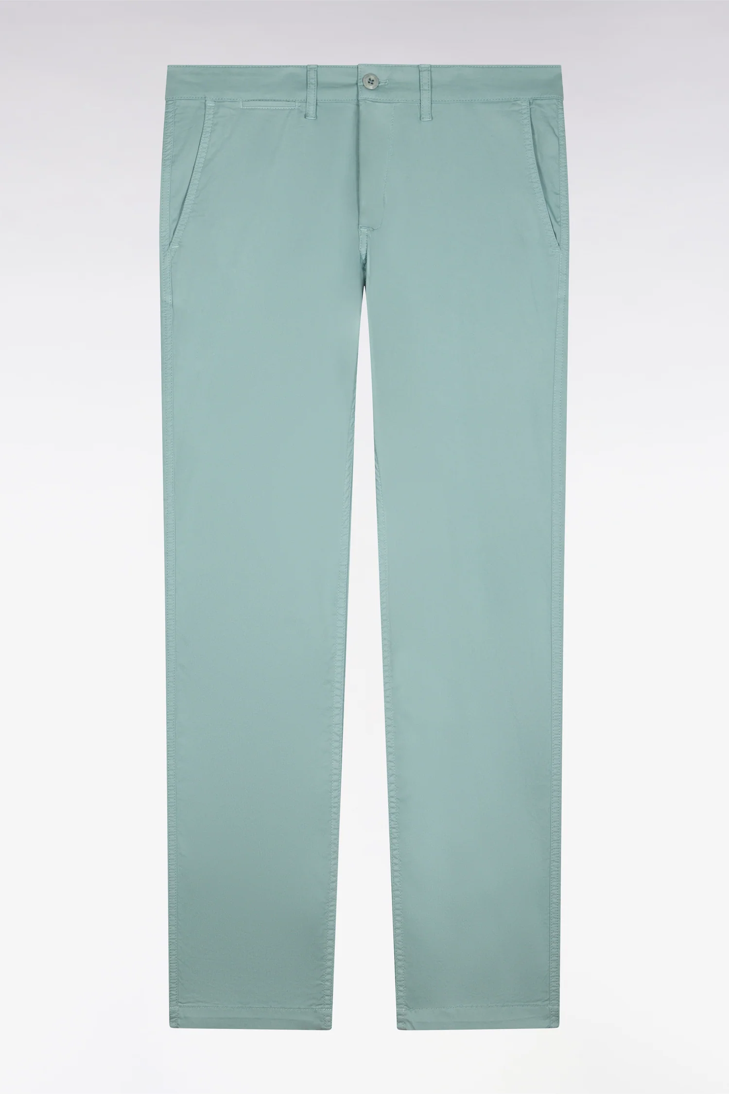 Pantalon chino regular en coton stretch vert d'eau - Image 2