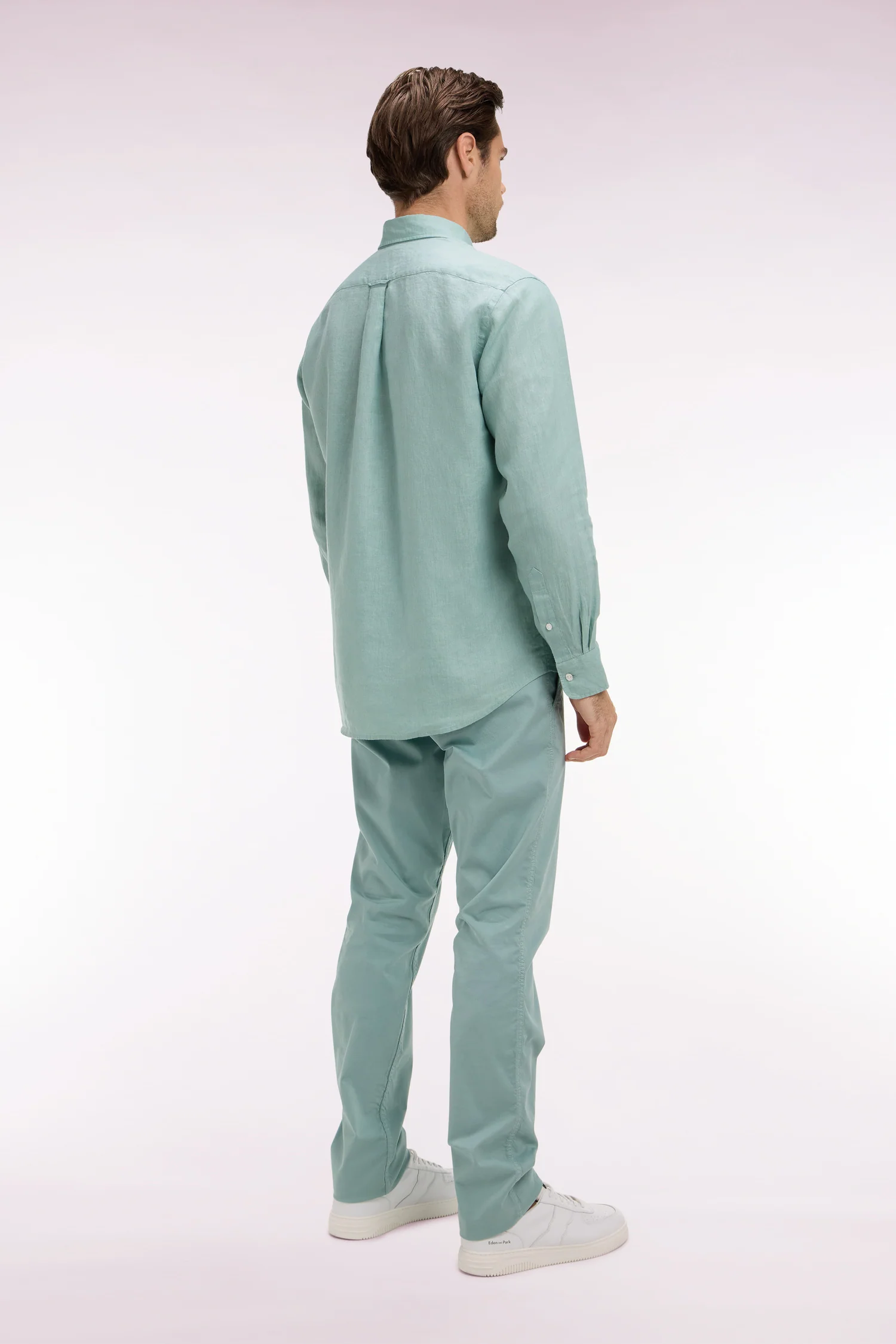 Pantalon chino regular en coton stretch vert d'eau - Image 5