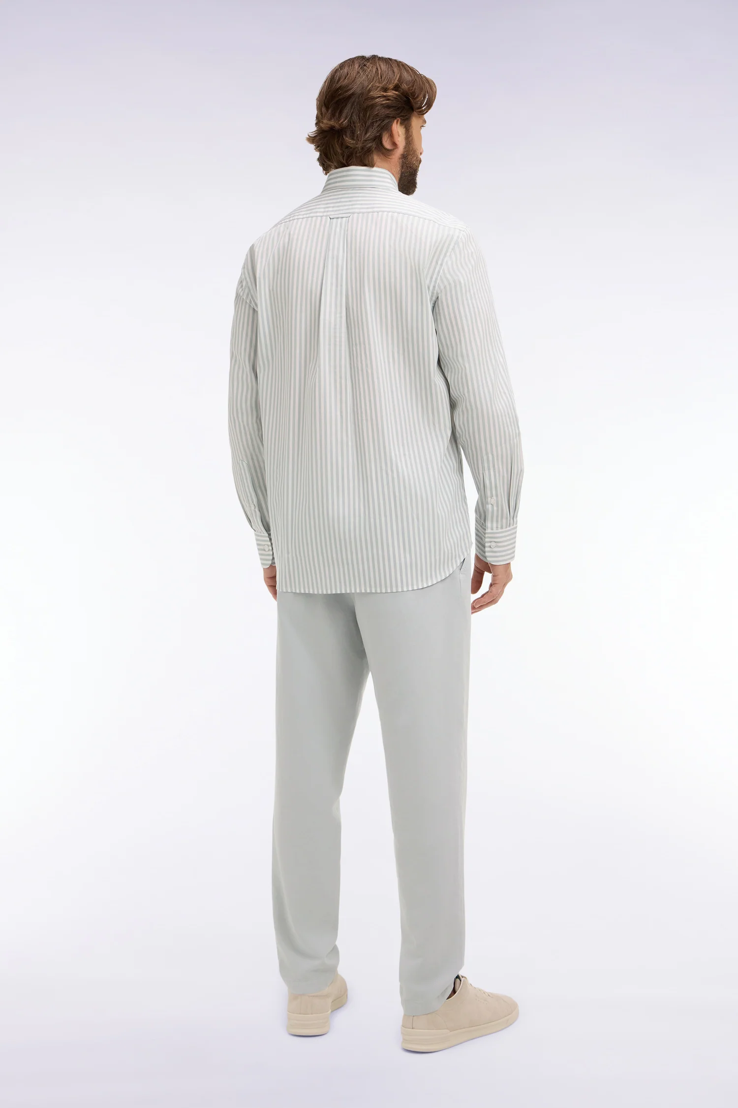 Pantalon en coton lin et lyocell gris clair coupe Modern - Image 5