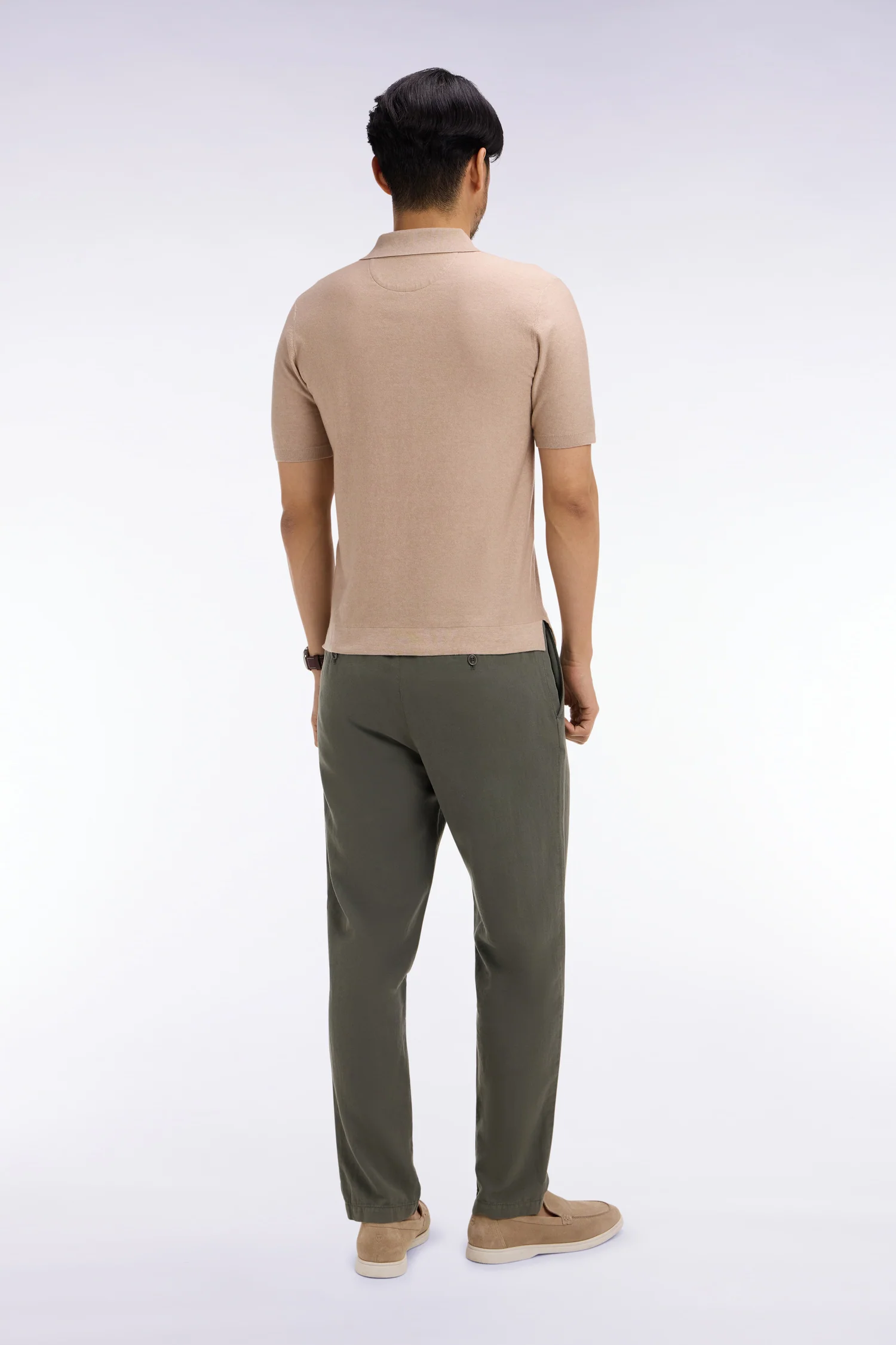 Pantalon en coton lin et lyocell kaki coupe Modern - Image 5