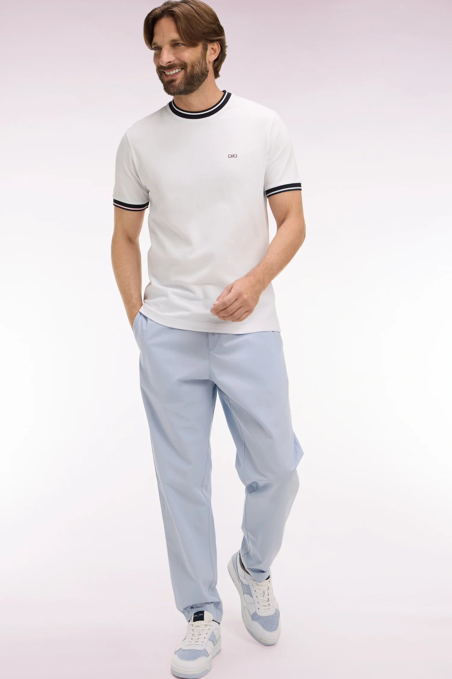 Pantalon en toile de coton gris clair