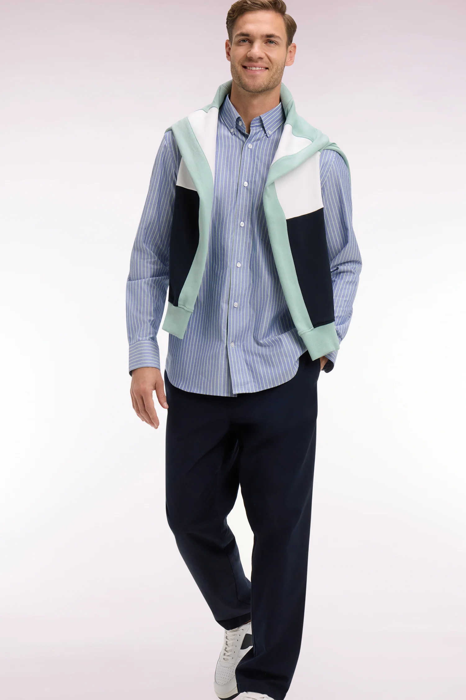 Pantalon en toile de coton marine