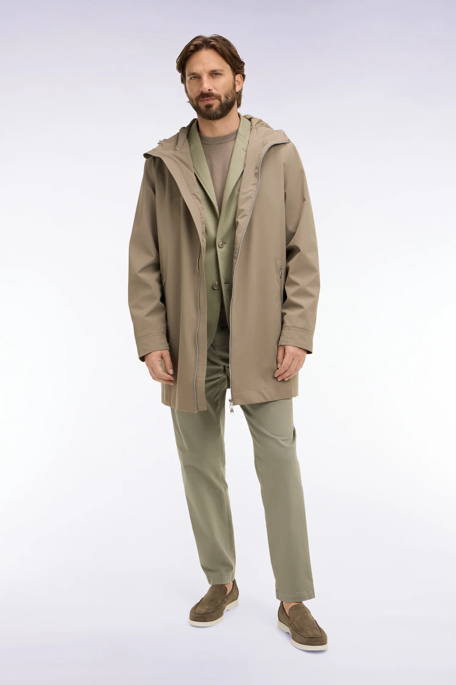 Parka à capuche en nylon beige - Image 3