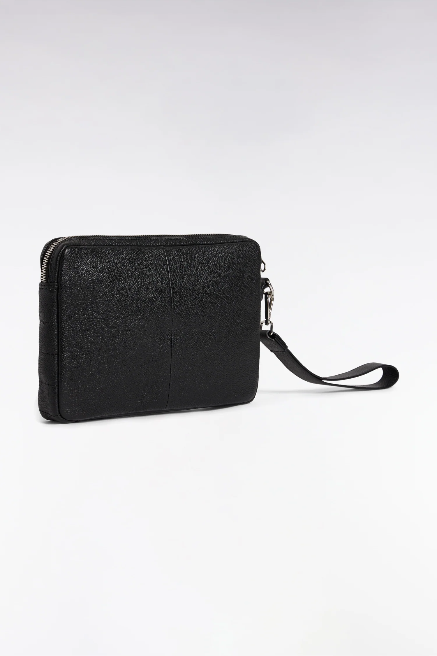 Pochette en cuir grainé noir - Image 2