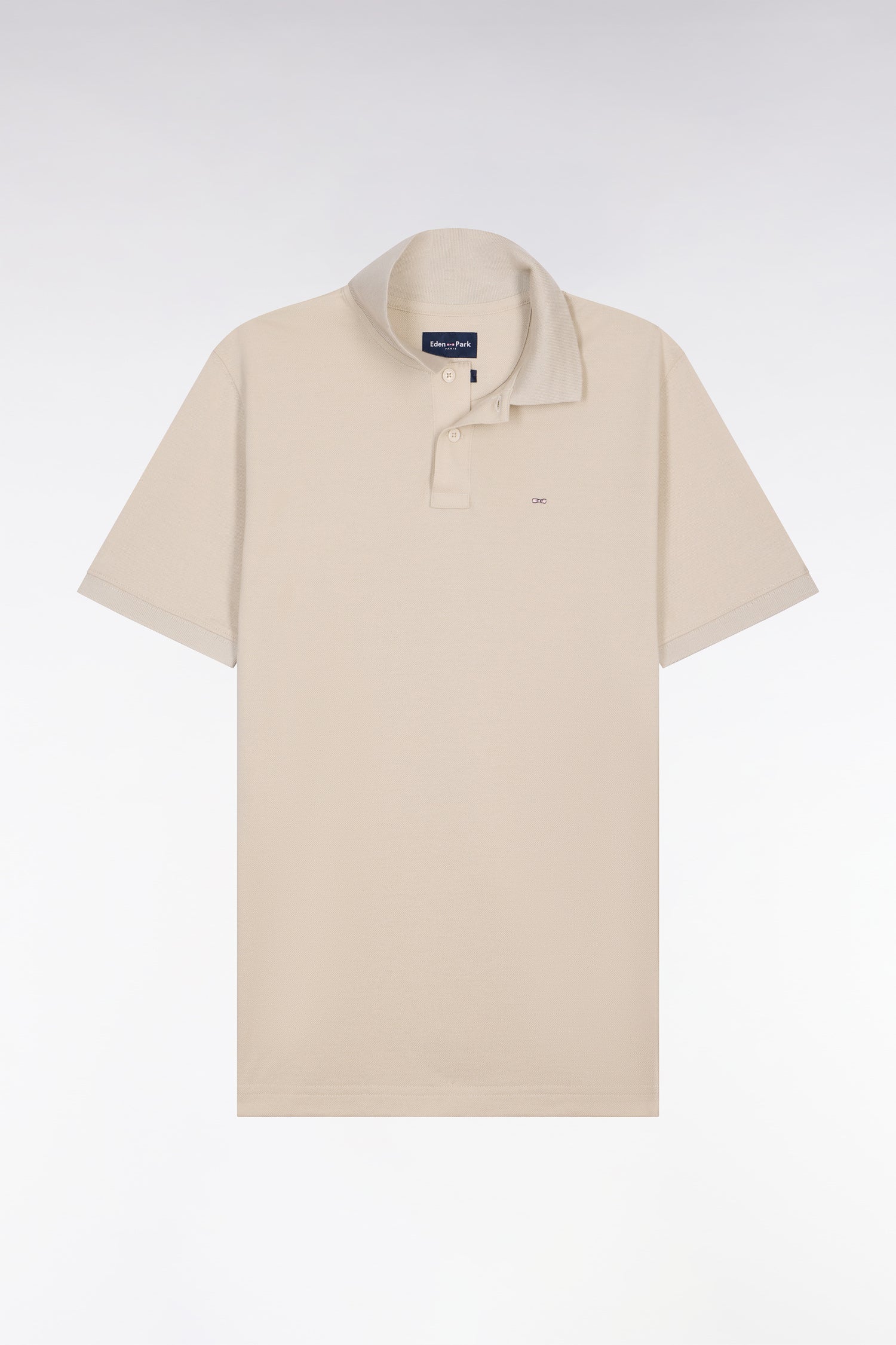 Polo à manches courtes en coton beige coupe regular - Image 2