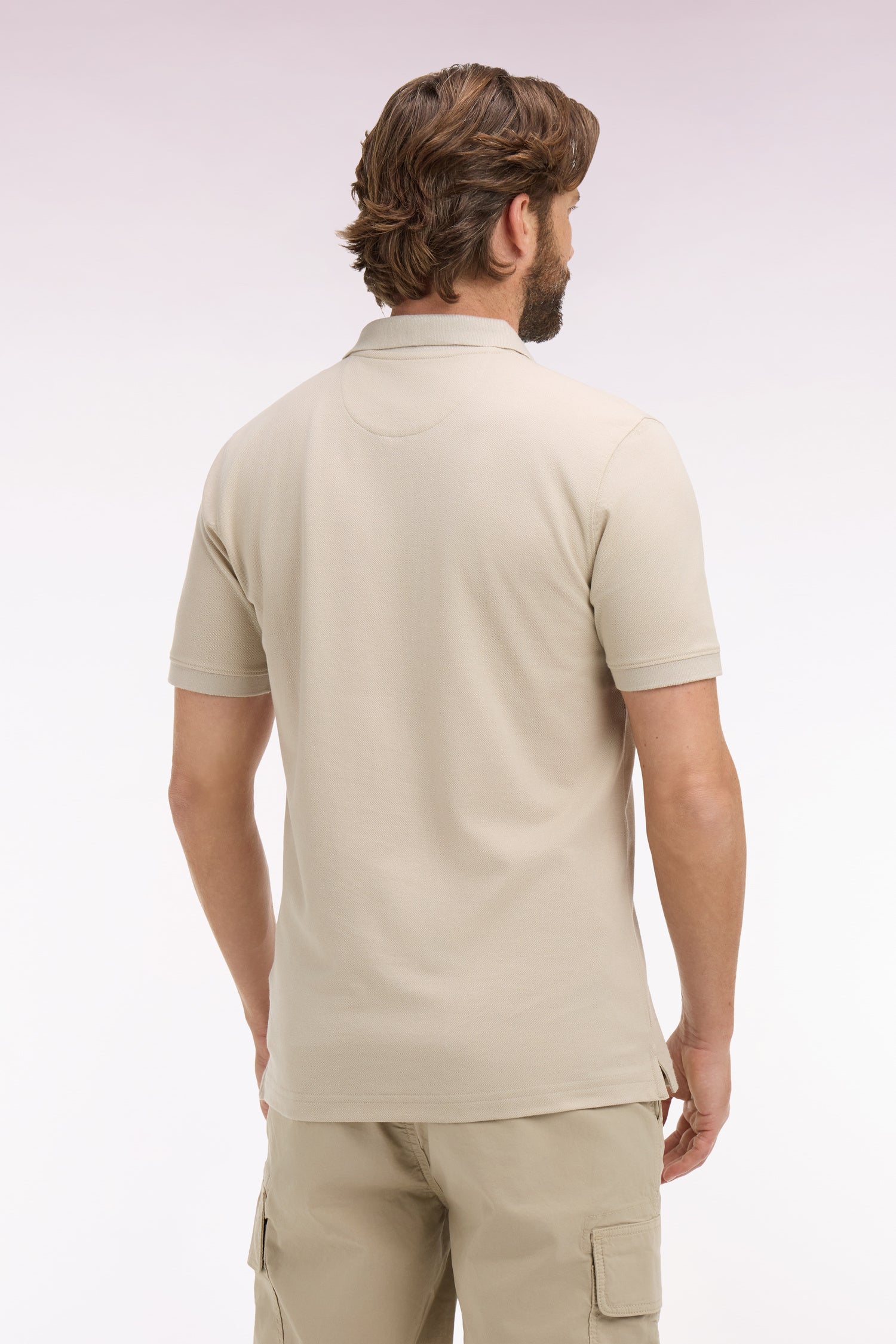 Polo à manches courtes en coton beige coupe regular - Image 5