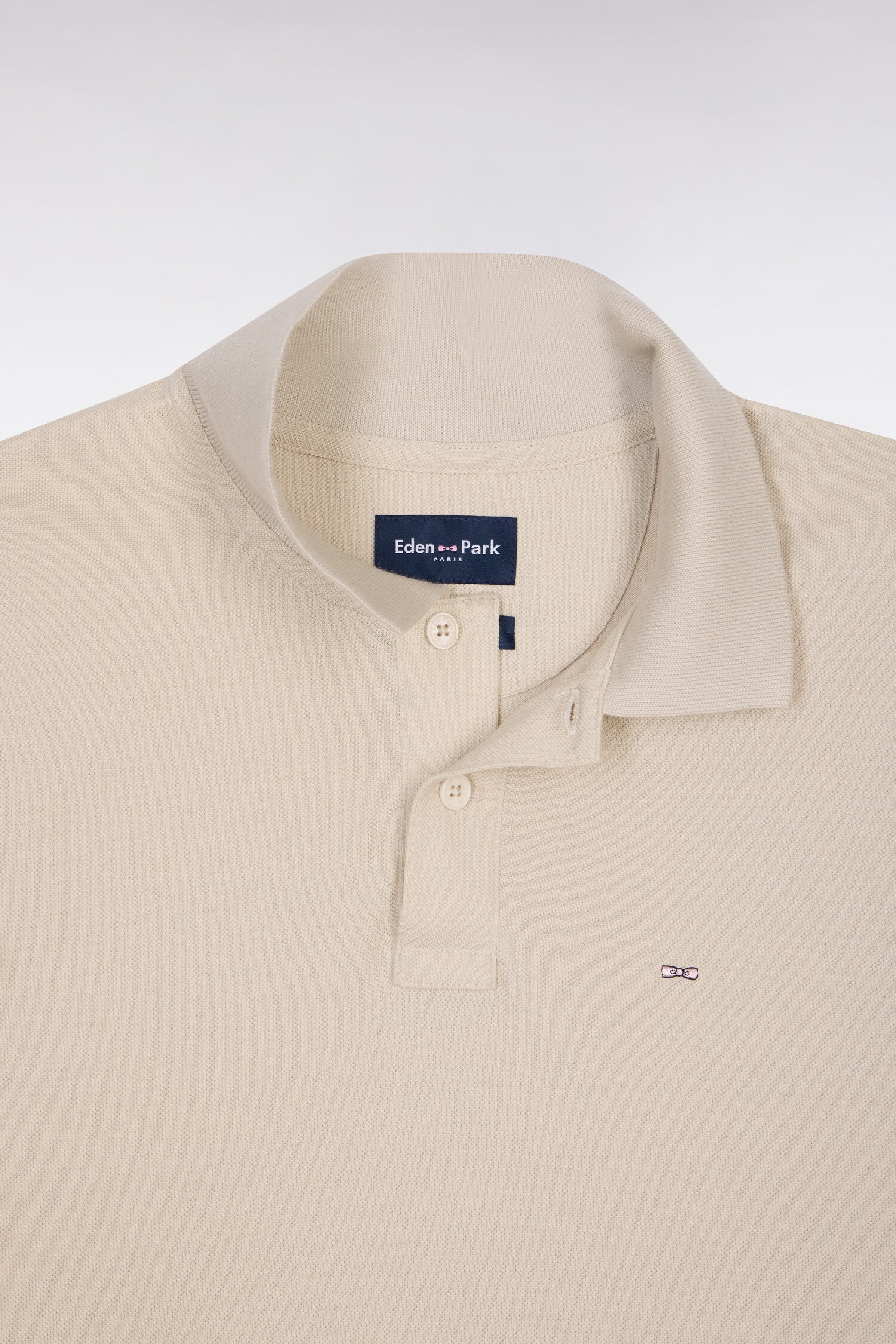 Polo à manches courtes en coton beige coupe regular - Image 6