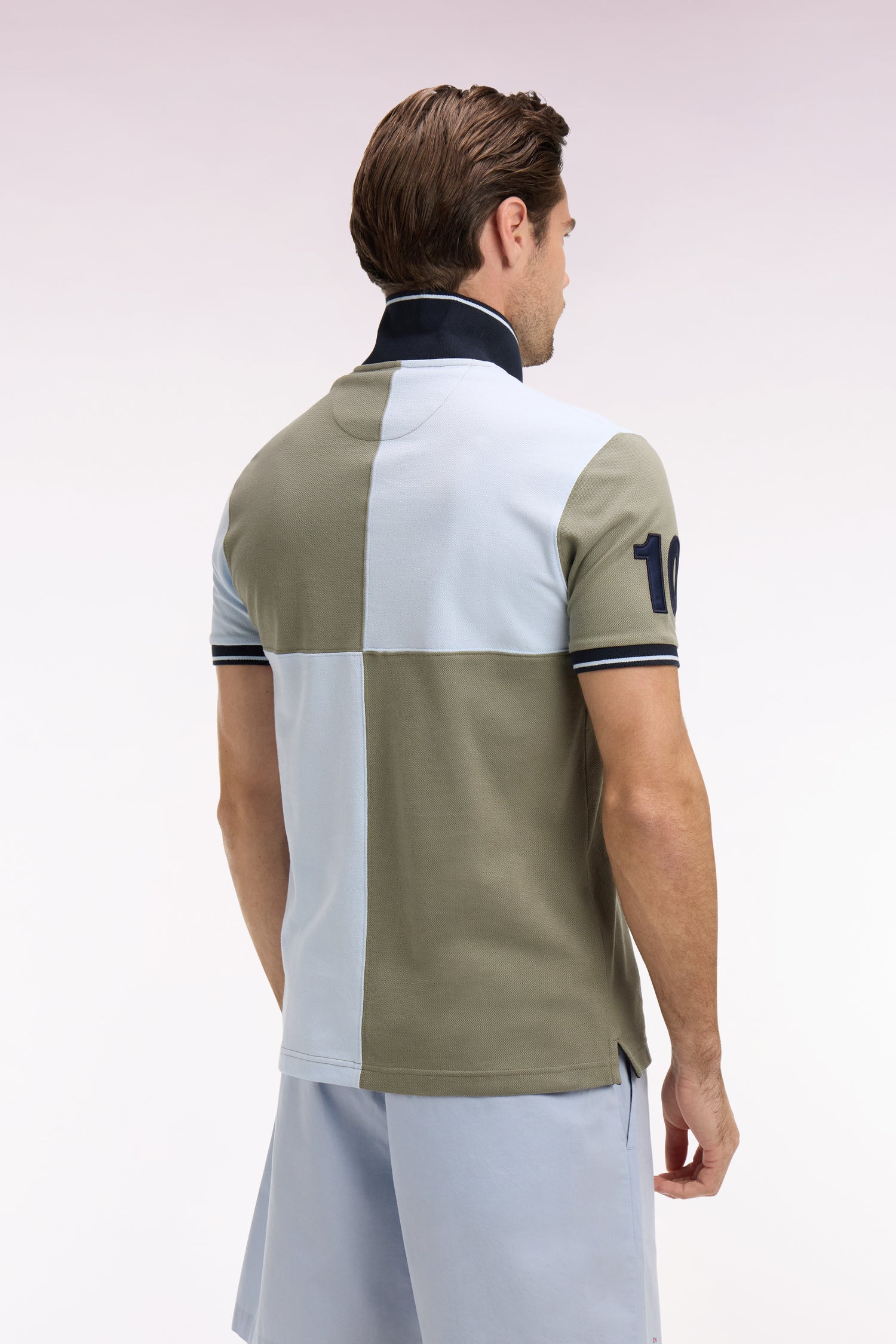 Polo à manches courtes en coton beige et ciel à cadrans coupe regular - Image 5