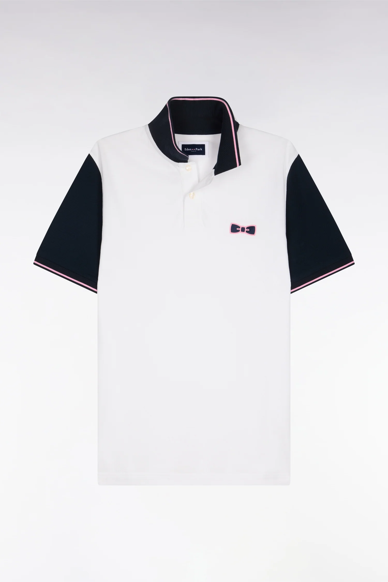 Polo à manches courtes en coton blanc à broderie patchée coupe regular - Image 2