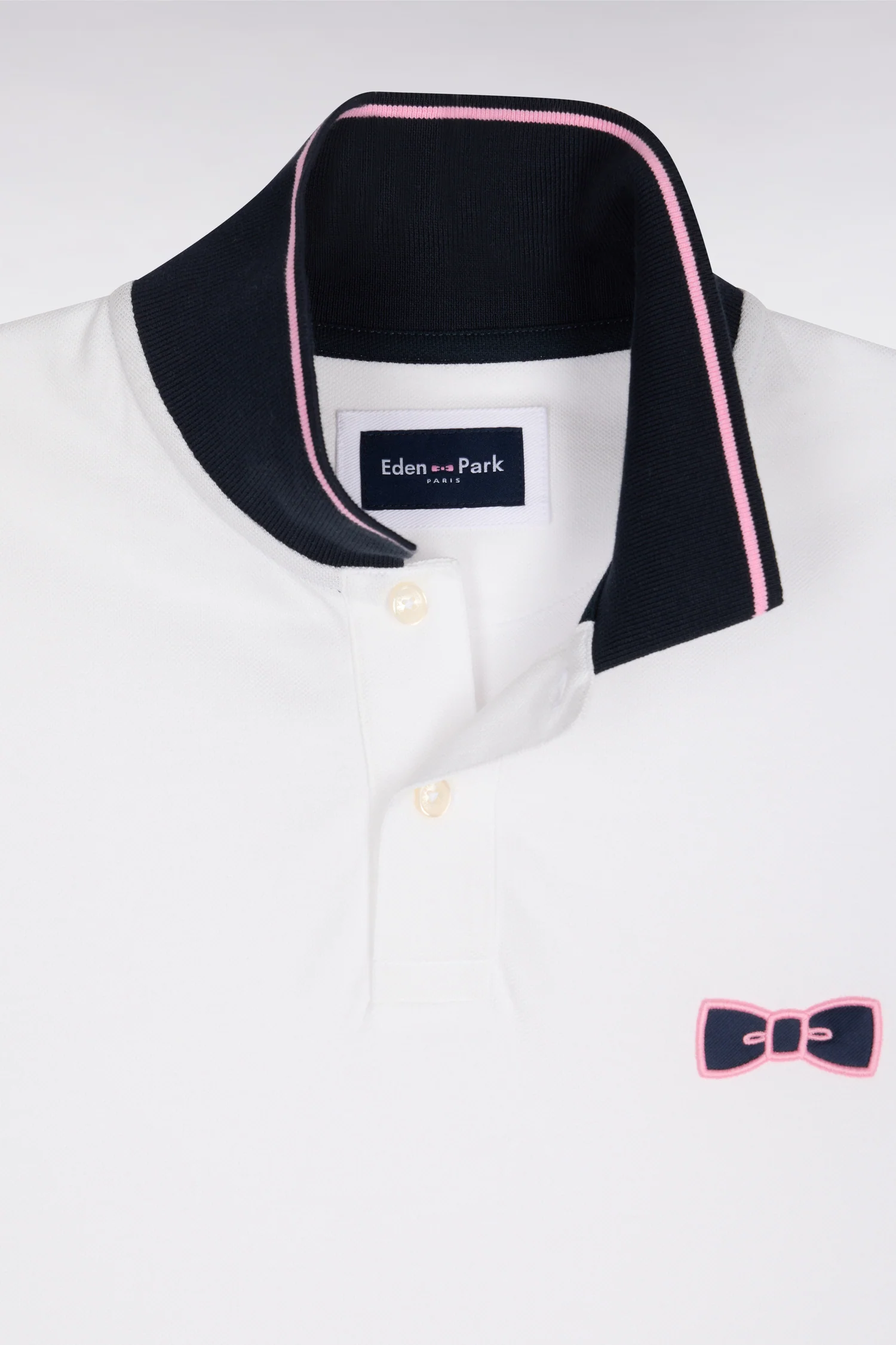 Polo à manches courtes en coton blanc à broderie patchée coupe regular - Image 6
