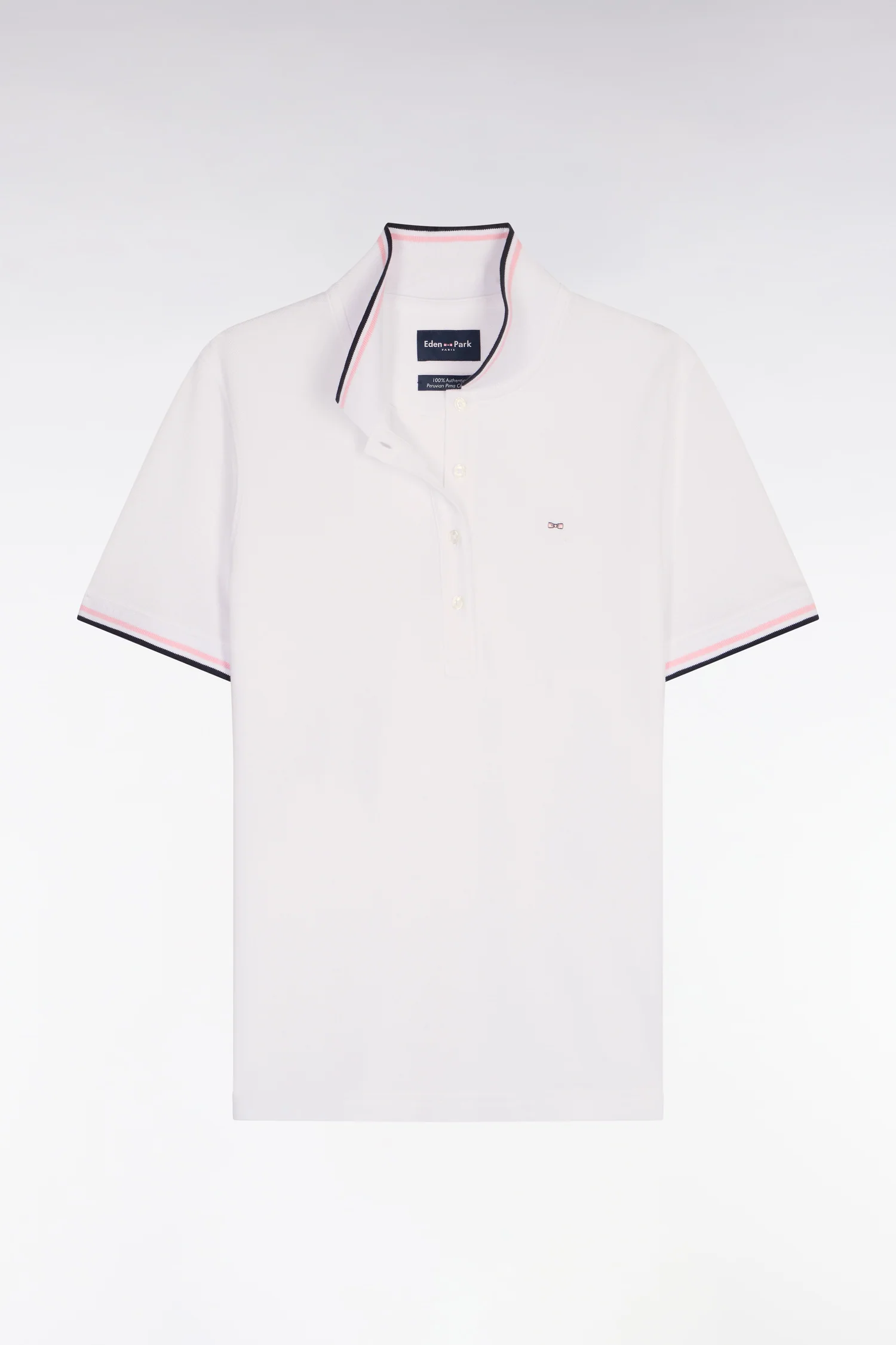 Polo à manches courtes en coton blanc coupe regular - Image 2