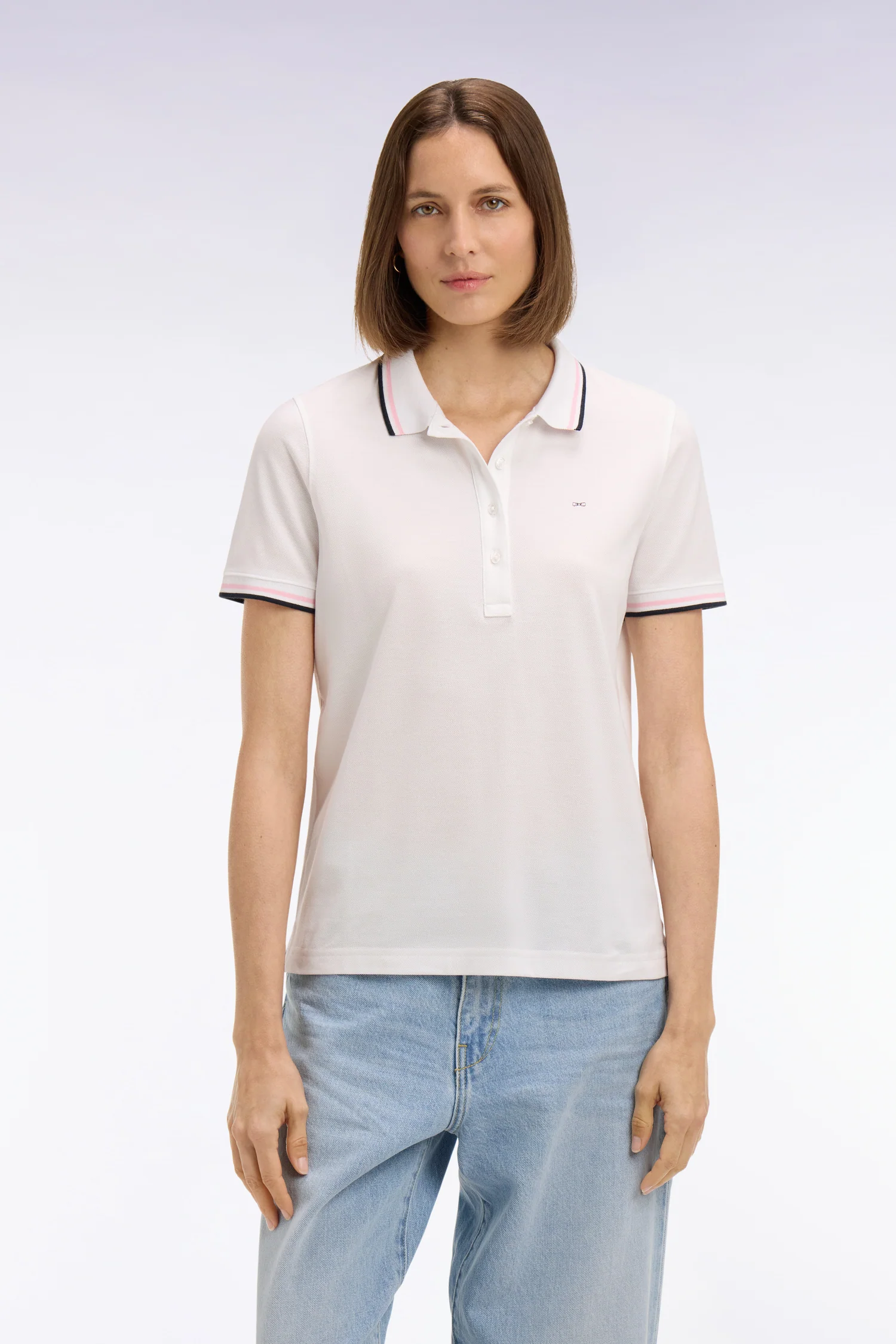 Polo à manches courtes en coton blanc coupe regular - Image 3