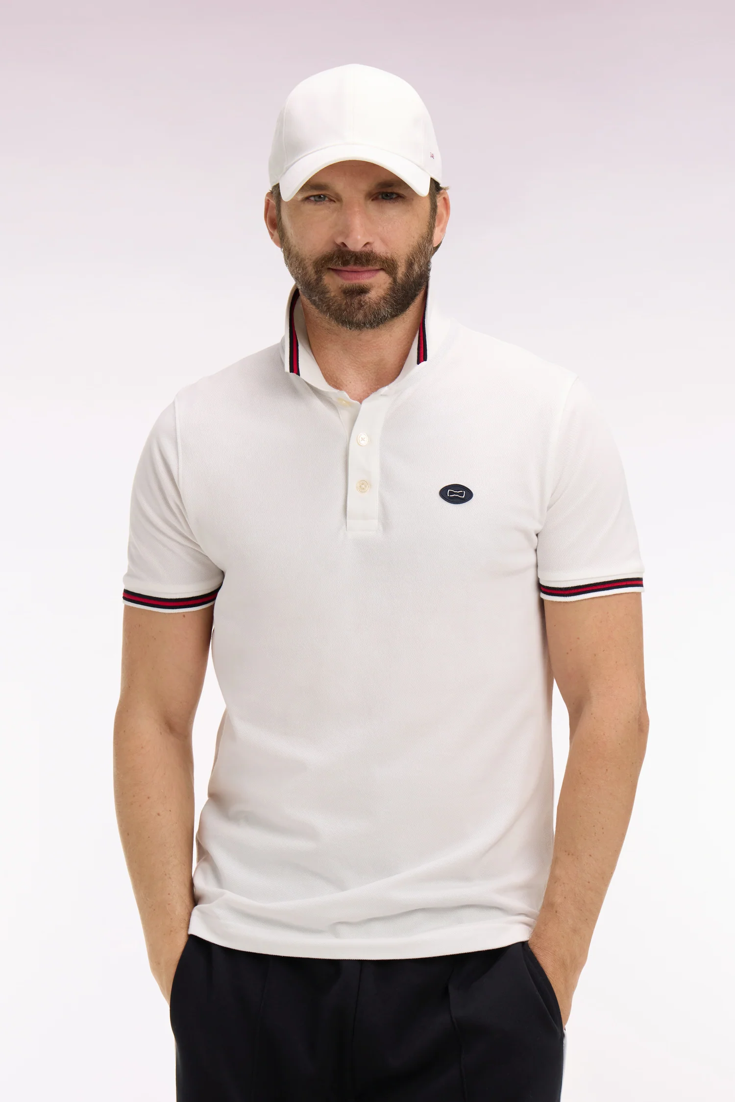 Polo à manches courtes en coton blanc - Image 3