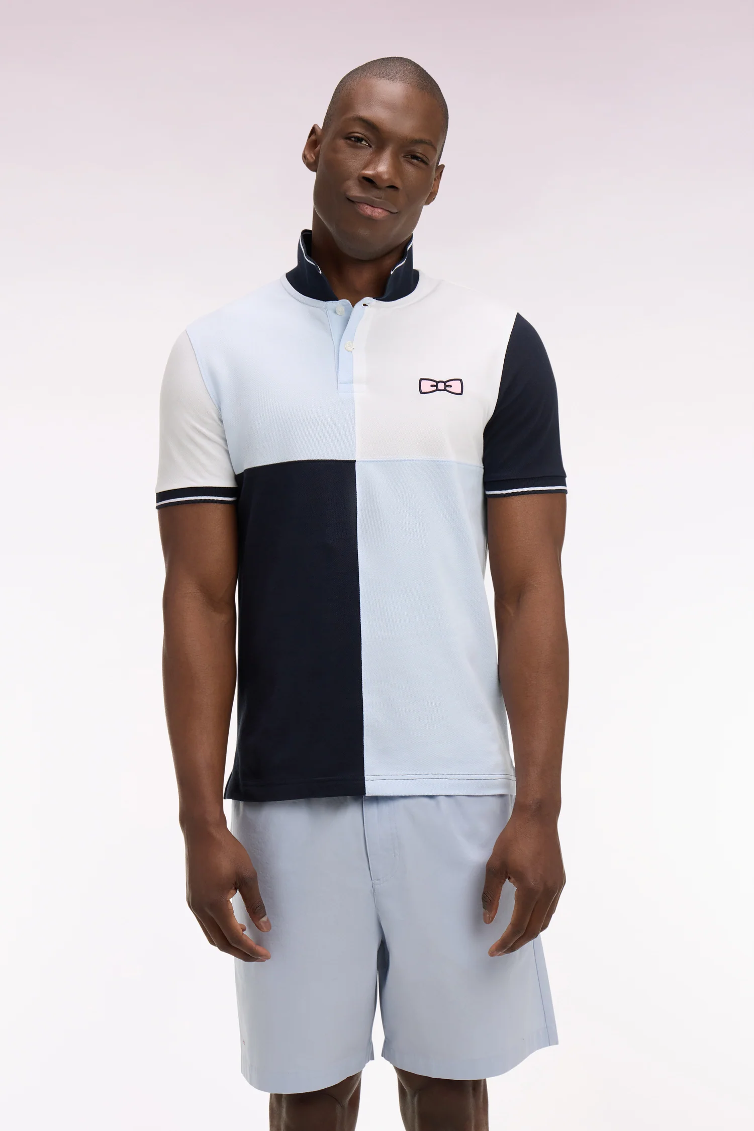 Polo à manches courtes en coton bleu ciel à cadrans coupe regular - Image 3