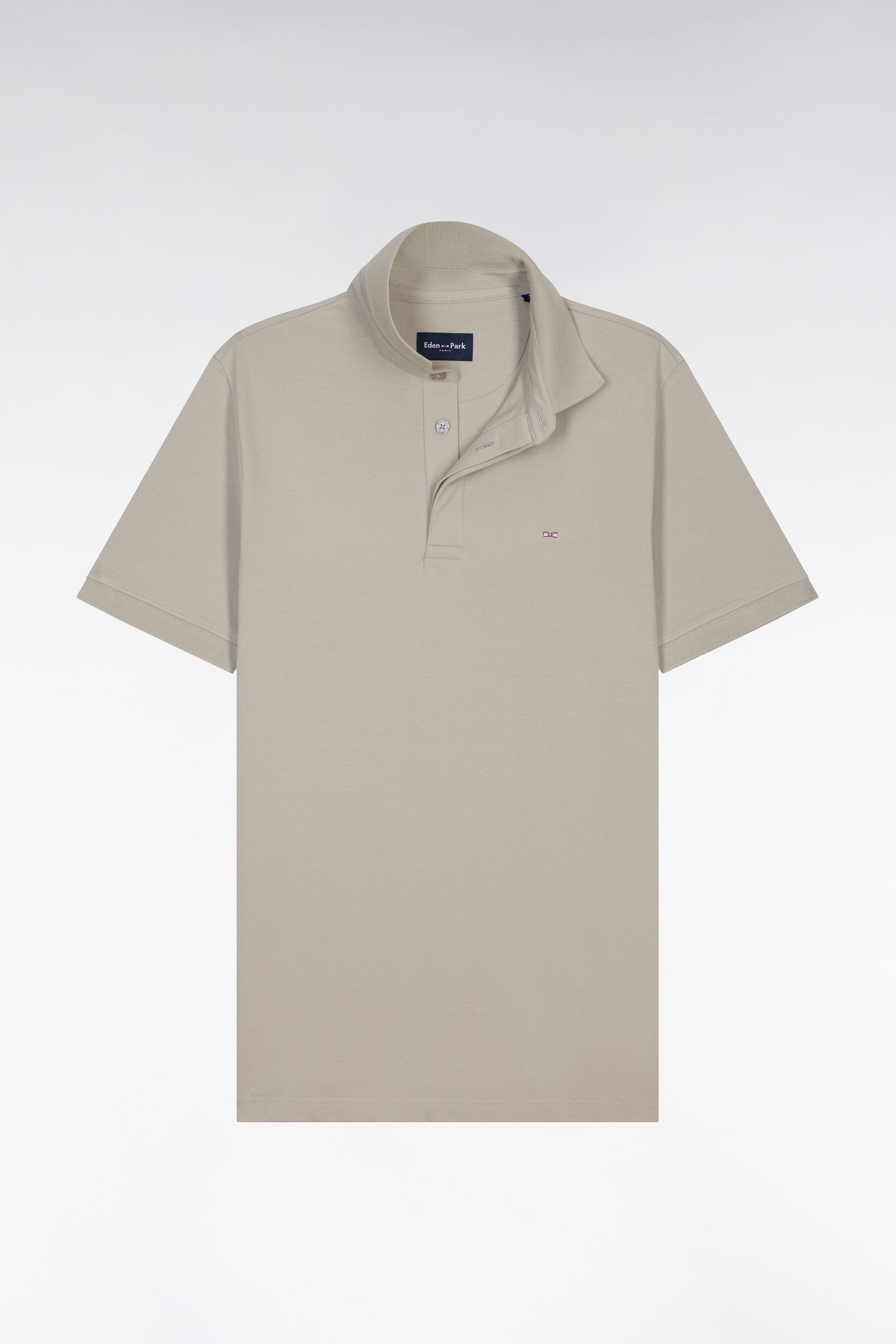 Polo à manches courtes en coton gris coupe slim - Image 2