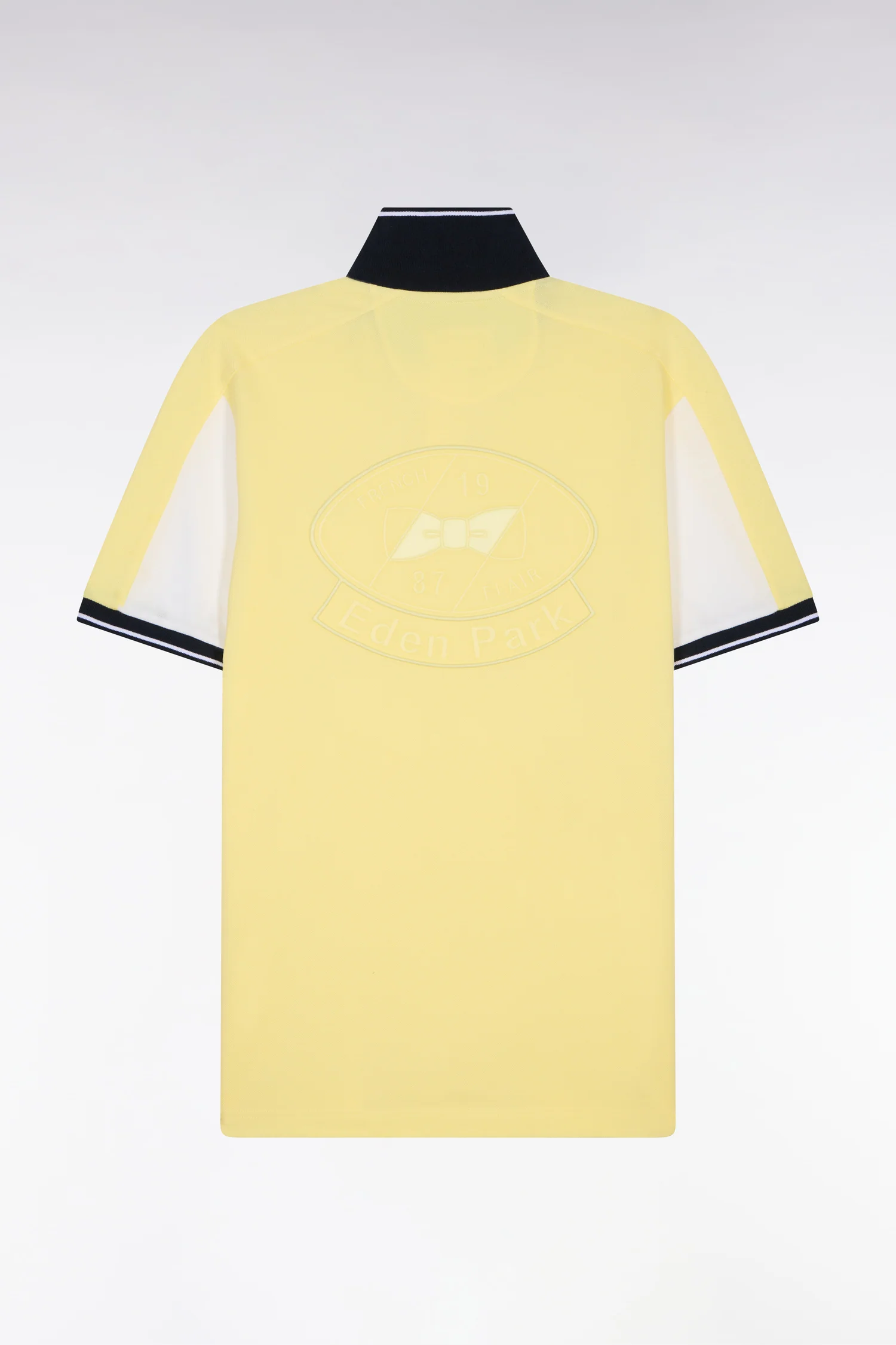 Polo à manches courtes en coton jaune clair brodé coupe regular - Image 2