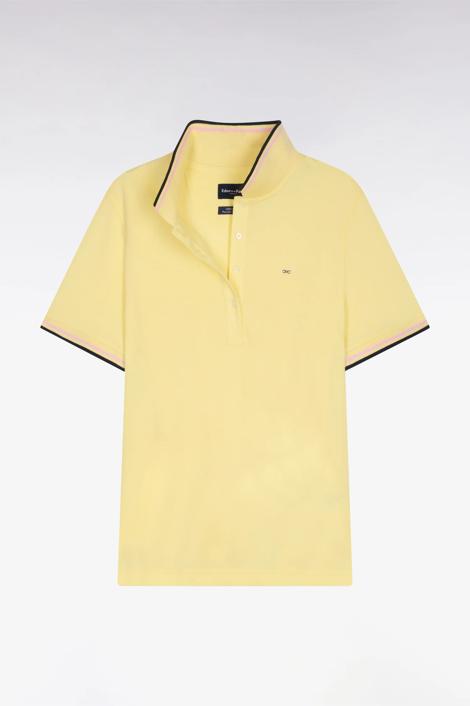 Polo à manches courtes en coton jaune clair coupe regular - Image 2