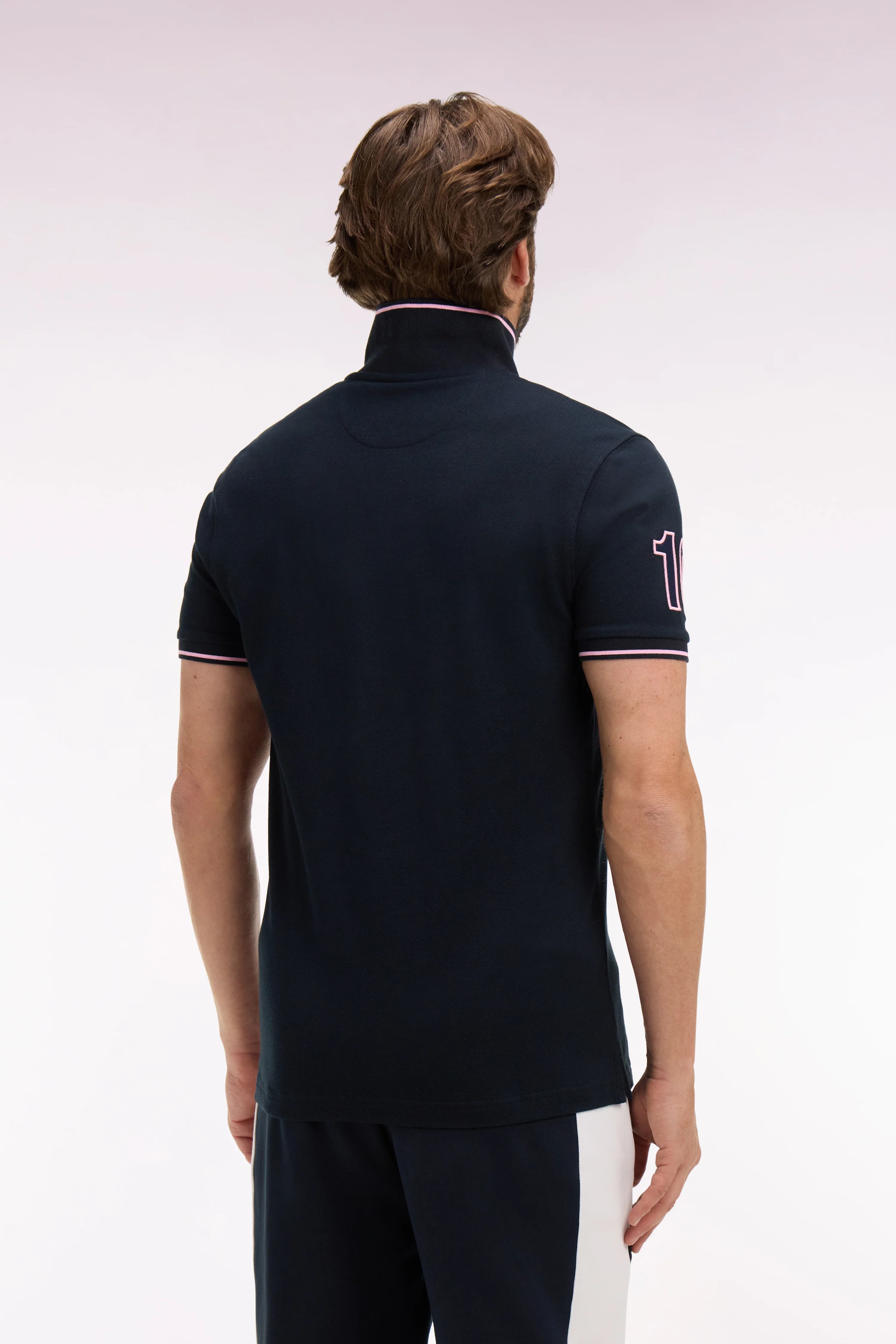 Polo à manches courtes en coton marine brodé coupe regular - Image 5
